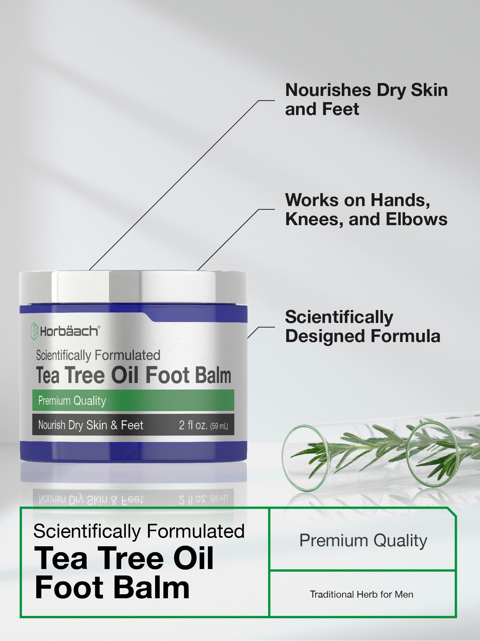 Tea Tree Oil Foot Balm | 2 oz | Moisturizes and Nourishes Dry Skin & Feet | Scientifically Horbäach uk supplements