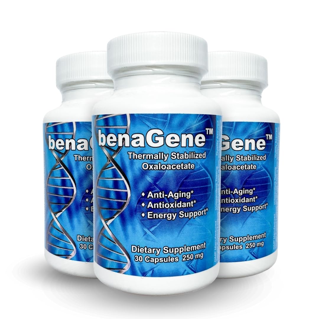 Benagene Oxaloacetate Supplement - Supports Cellular Energy, Healthy Metabolism, & Body Regulation - Thermally Stabilized with Vitamin C - Non-GMO & Vegan - Once Daily (90 Servings) Benagene uk supplements