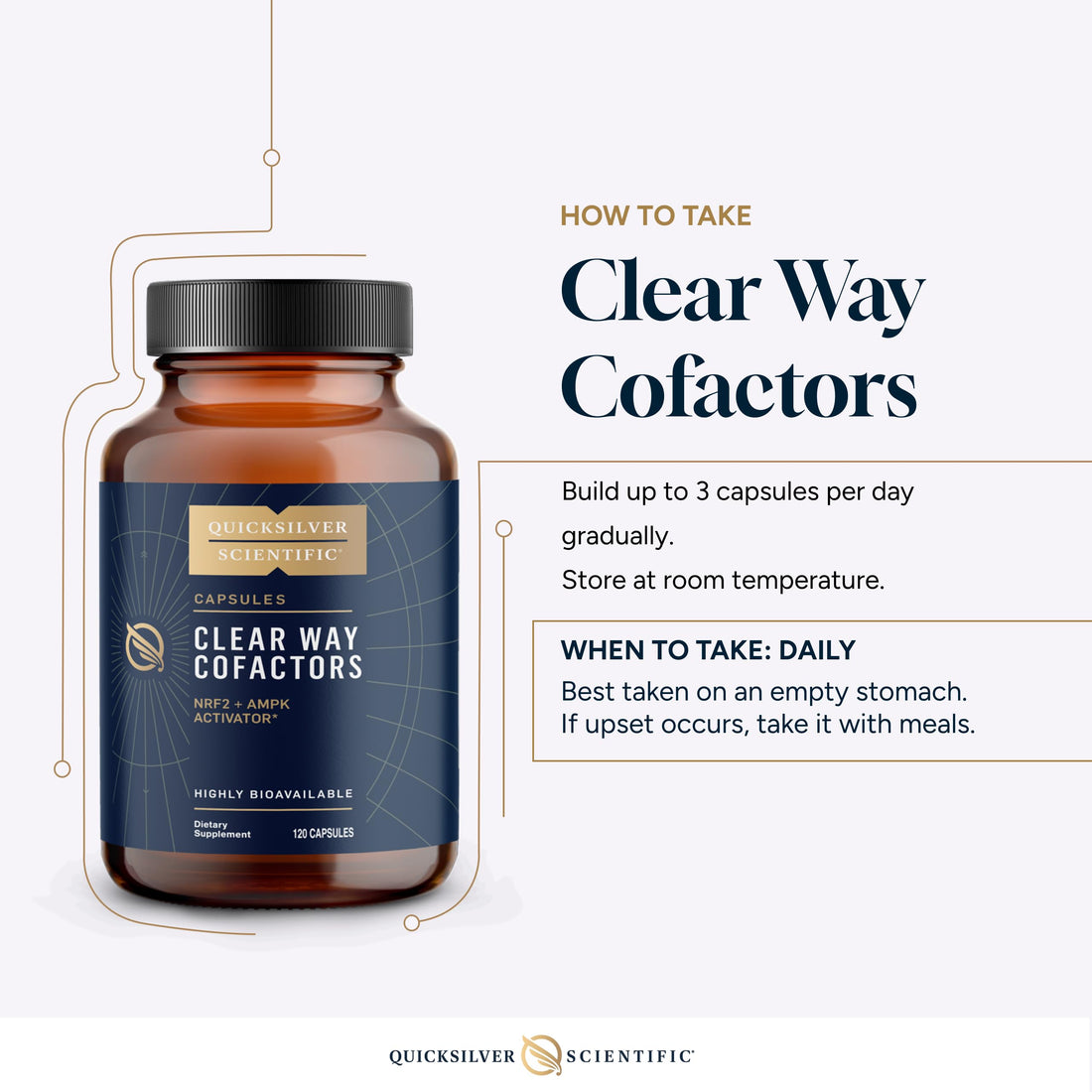 Quicksilver Scientific Clear Way Cofactors - Body Detox Cleanse Support with Vitamin B1, Dandelion Extract, Quercetin & Nattokinase Enzyme - Antioxidant Cleanse to Support Gut Health (120 Capsules) Quicksilver Scientific uk supplements