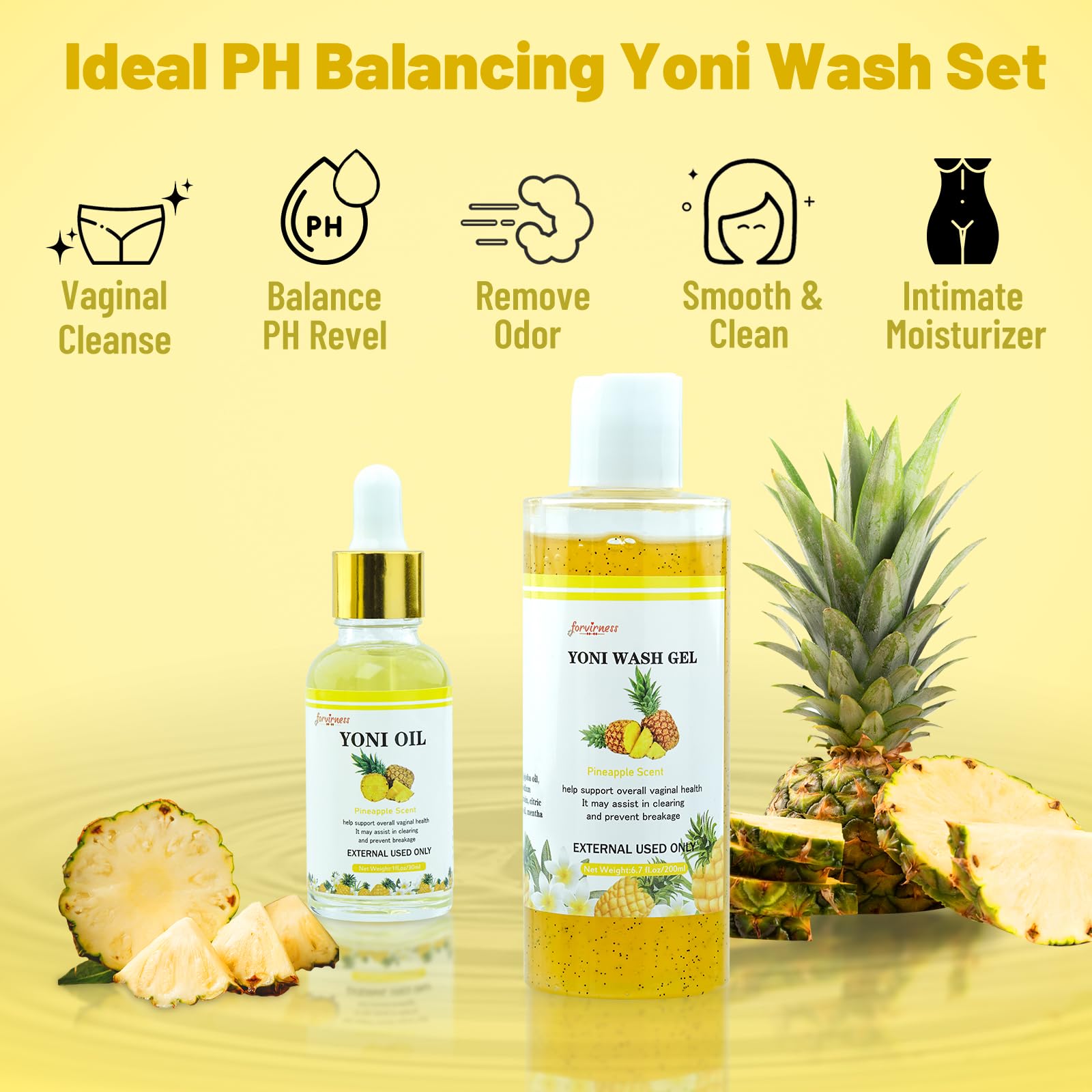 forvirness Natural Yoni Wash Yoni Oil Set, Cleanse - Remove Odor - ph Balance Feminine Wash forvirness uk supplements