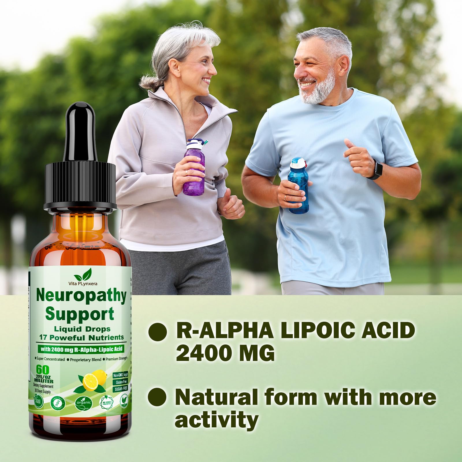 Neuropathy Supplements Liquid Drops, Advance 17-in-1 Stabilized R-Alpha Lipoic Acid (R-ALA) w. Acetyl L-Carnitine Vitamin B-Complex Magnesium, High Potency R-Lipoic Acid for Nerve Antioxidant Energy Vita PLynxera uk supplements