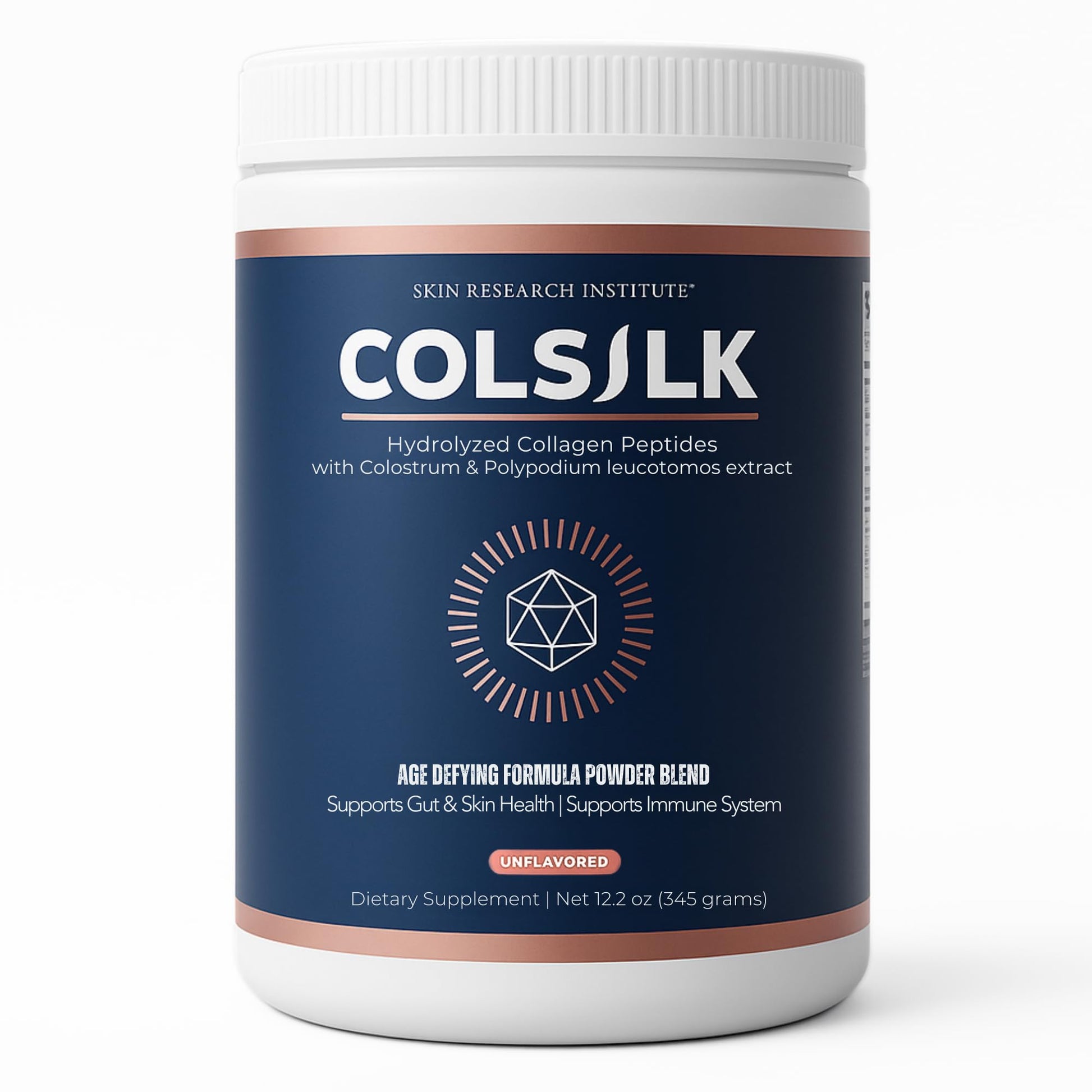 SRILabs ColSilk Unflavored Hydrolyzed Collagen Powder with Colostrum and Polypodium - Skin, Hair, Nails, Gut Health and Joint Support - One Scoop Daily | 1 Month Supply Skin Research Institute uk supplements