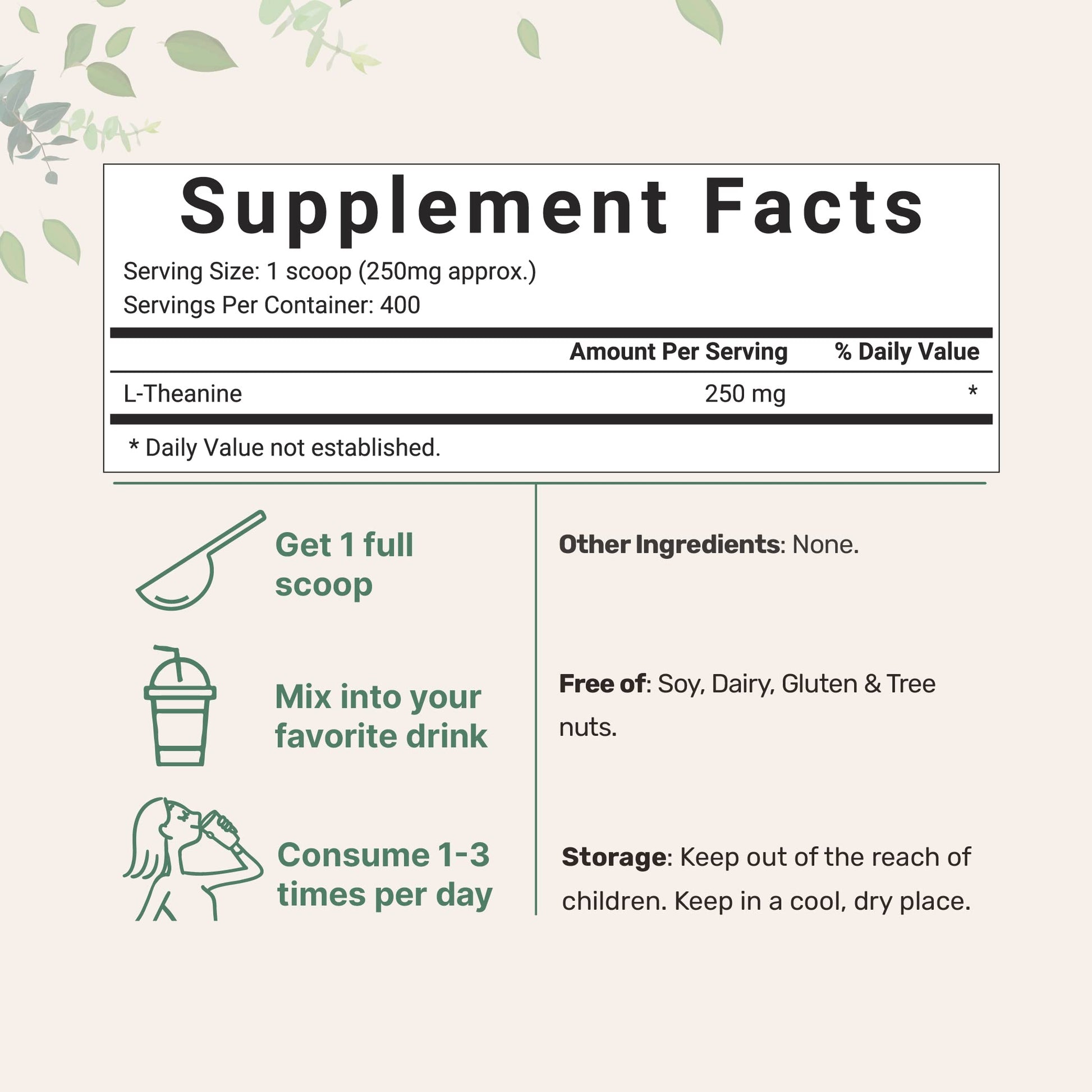 Pure L-Theanine Powder, 100 Grams (1 Year Supply), Filler Free, No GMOs and Vegan Micro Ingredients uk supplements