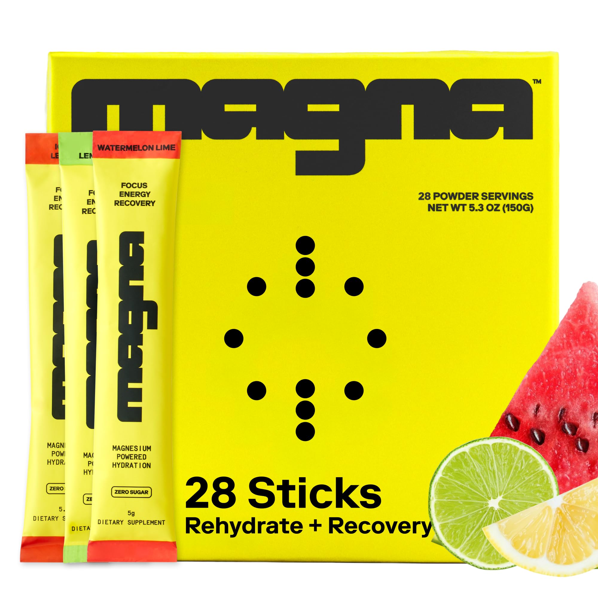 MAGNA Electrolytes Powder Drink Mix for Hydration, Energy & Focus Support with Magnesium L Threonate (28 Servings, Variety) Magna uk supplements