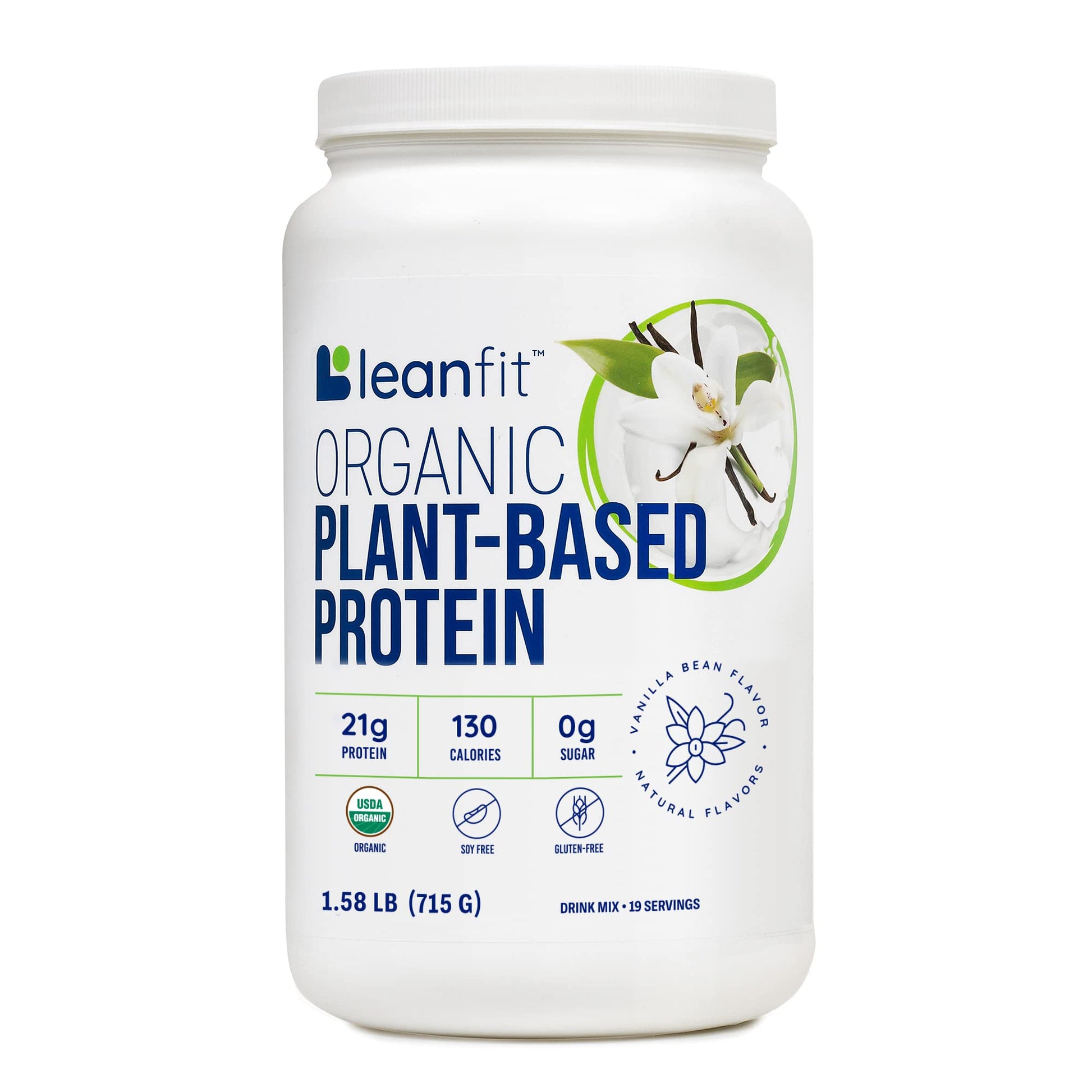 LeanFit Organic Plant-Based Protein, Natural Vanilla Flavor, 21g Vegan Protein, 19 Servings LeanFit uk supplements