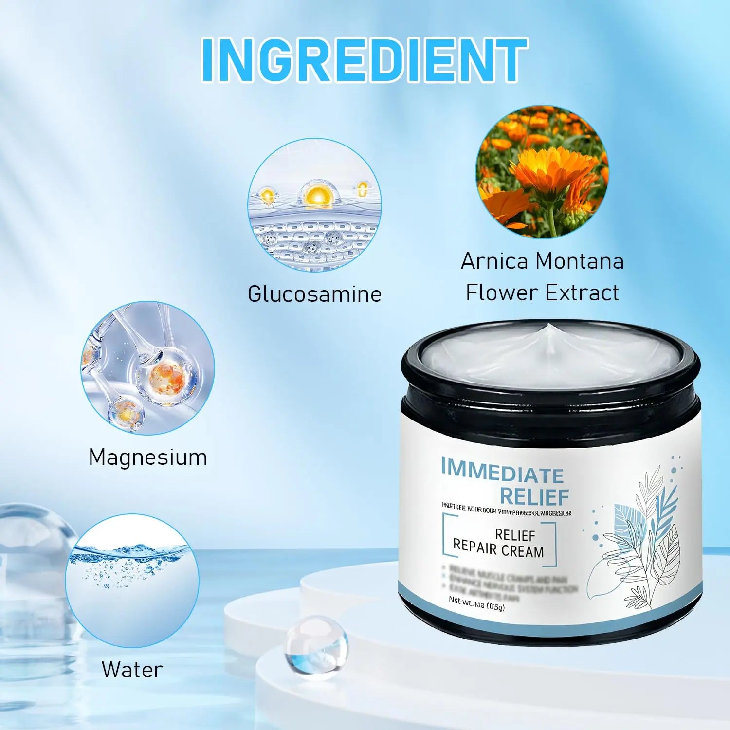 Magnesium Cream, 2025 New Upgraded Magnesium Gel for Back, Neck, Hands, Knees-50g (2 Bottle) Diinou uk supplements