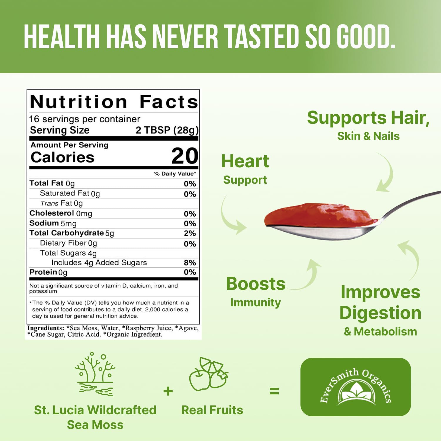 EverSmith Organics - Wildcrafted Irish Sea Moss Gel | Made in USA | Rich in Vitamins EverSmith Organics uk supplements
