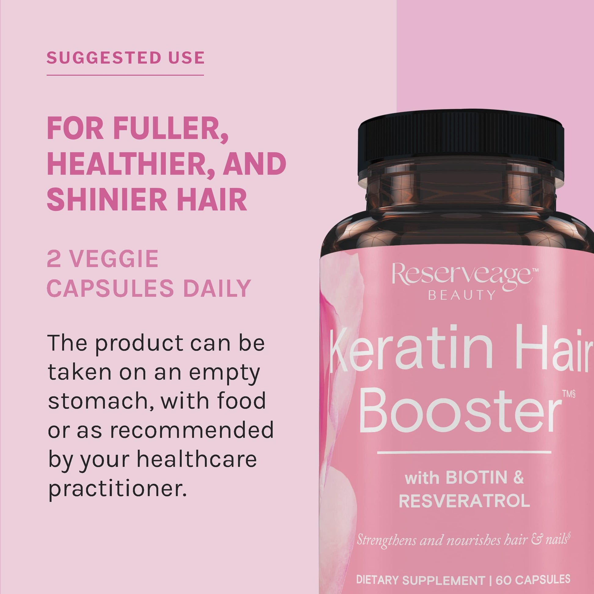 Reserveage Ultra Collagen Booster & Keratin Hair Booster - Features Dermaval, Biotin & Resveratrol - Support Hair & Skin - 60 Ultra Collagen Capsules, 60 Keratin Capsules Reserveage Nutrition uk supplements