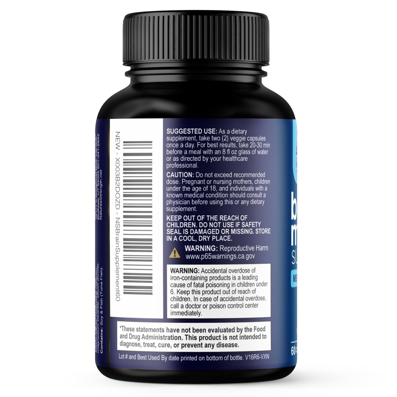 Brain Memory Supplement Pills - 3X Strength Nootropics for Concentration, Clarity & Focus Support - Brain Health Cognitive Vitamins with Bacopa, Phosphatidylserine & DMAE, Brain Booster - 60 Capsules Nature's Strength uk supplements