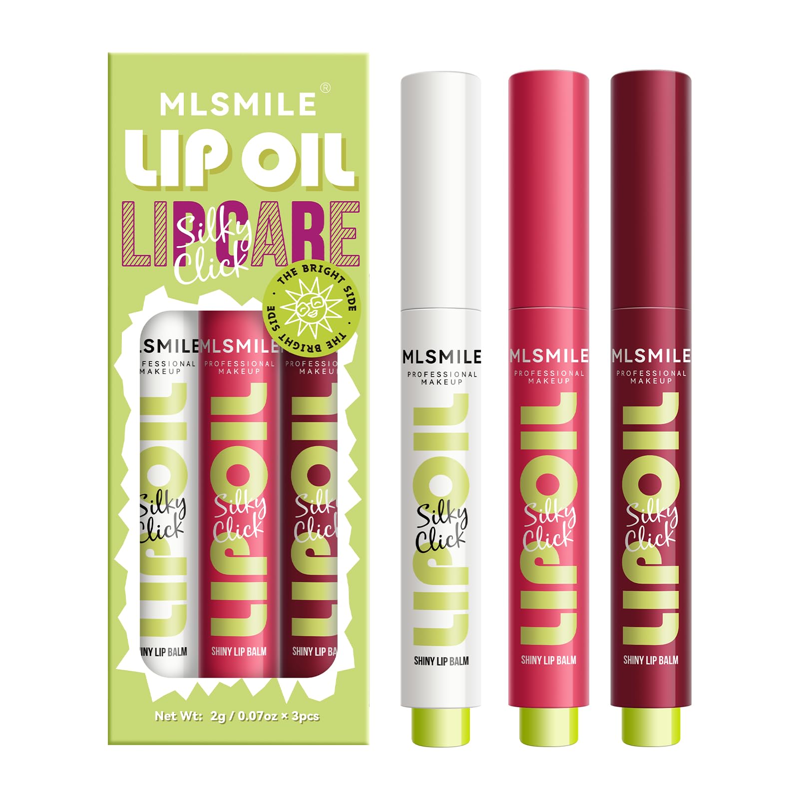 MLSMILE 3 Colors Fat Lip Oil Click Slick,Press Lipstick Set,Moisturizing Lip Balm,High Pigment Glow Lip Oil,Long-lasting,Pigmented Vegan,Lightweight and Glossy Lip Plumper with Coconut Oil-Set A MLSMILE uk supplements