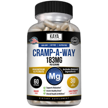 Kaya Naturals Cramp-A-Way Magnesium Glycinate 183mg (60 Count (Pack of 1) Kaya Naturals uk supplements