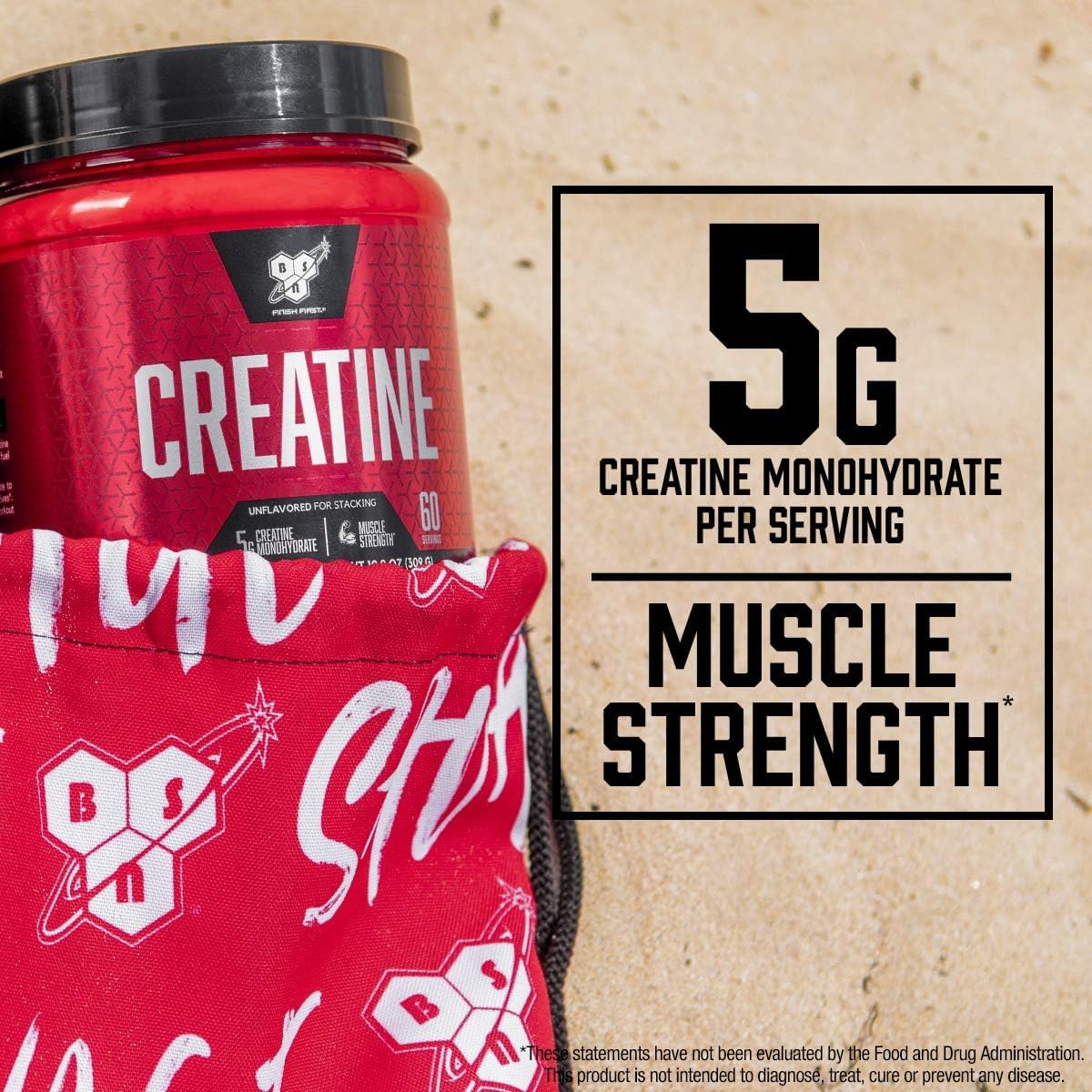 BSN Micronized Creatine Monohydrate Powder, Unflavored Creatine Powder, Micronized, Supports Muscle Building, Supports Muscle Strength, Gym Supplement, 5g per Serving, 5000mg per Servings, 60 Servings BSN uk supplements