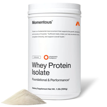 Momentous Essential Grass-Fed Whey Protein Powder - 20 g Whey Isolate Protein - NSF Certified for Sport - Gluten-Free - 25 Servings for Essential Everyday Use - Unflavored - Package May Vary Momentous uk supplements