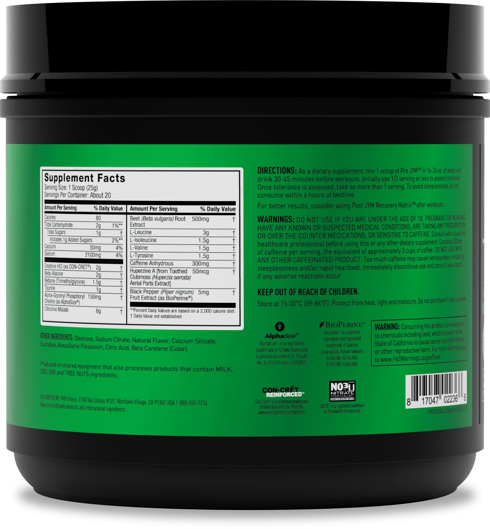 PRE JYM 20 Servings - Tangerine JYM Supplement Science uk supplements