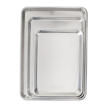 Nordic Ware Naturals 3 Piece Set - USA Made Aluminum Commercial Quality Sheet Pan for Baking or Roasting, Encapsulated Galvanized Steel Rim Prevents Warping; Half Sheet, Jelly Roll and Quarter Sheet Nordic Ware uk supplements