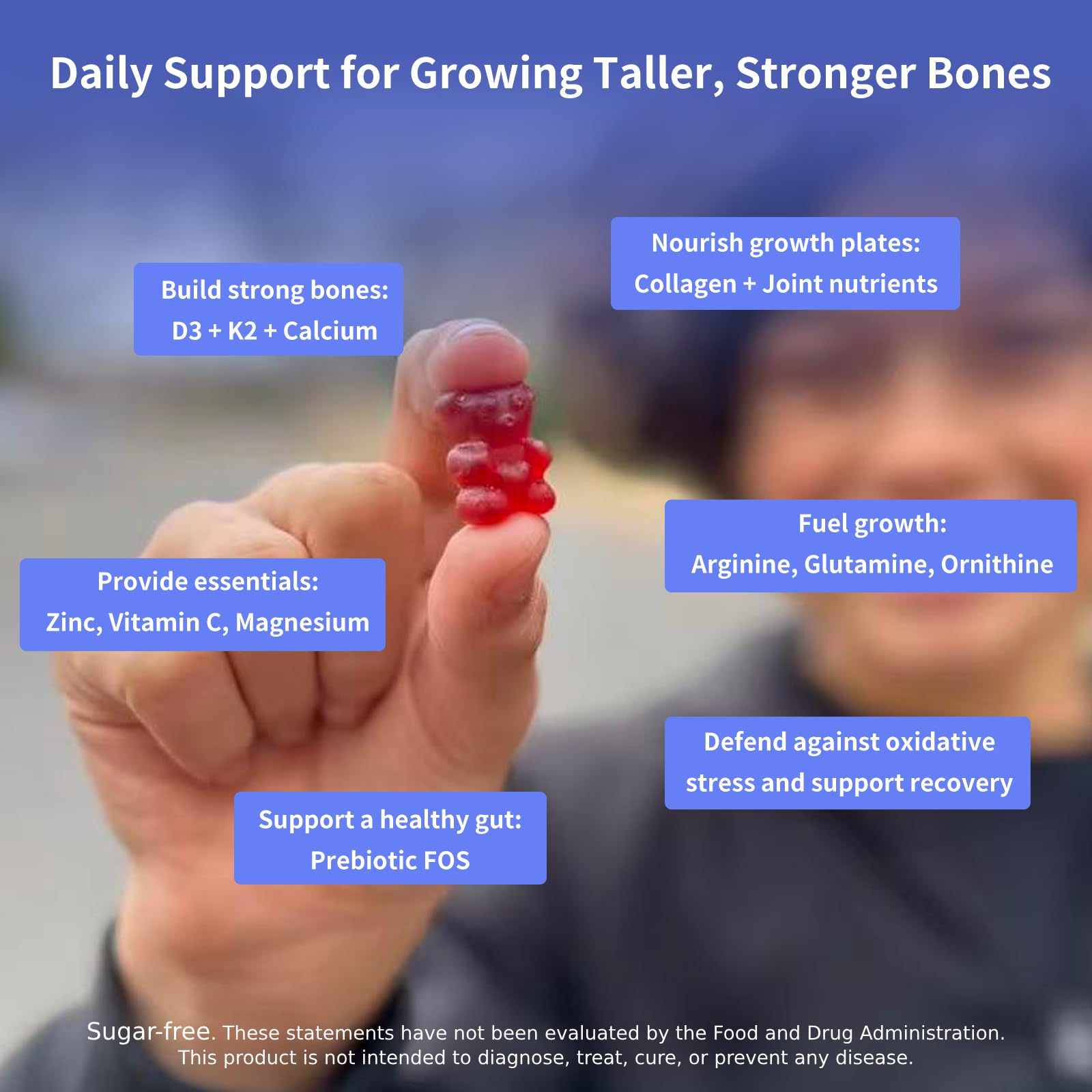 Height Growth Gummies for Kids & Teens – Sugar Free – Calcium, Prebiotic FOS, Magnesium, Vitamin D3, K2, Zinc, Ashwagandha – Bone Strength, Gut Health & Height Support Multivitamin – Strawberry Flavor CheeryLeaf uk supplements