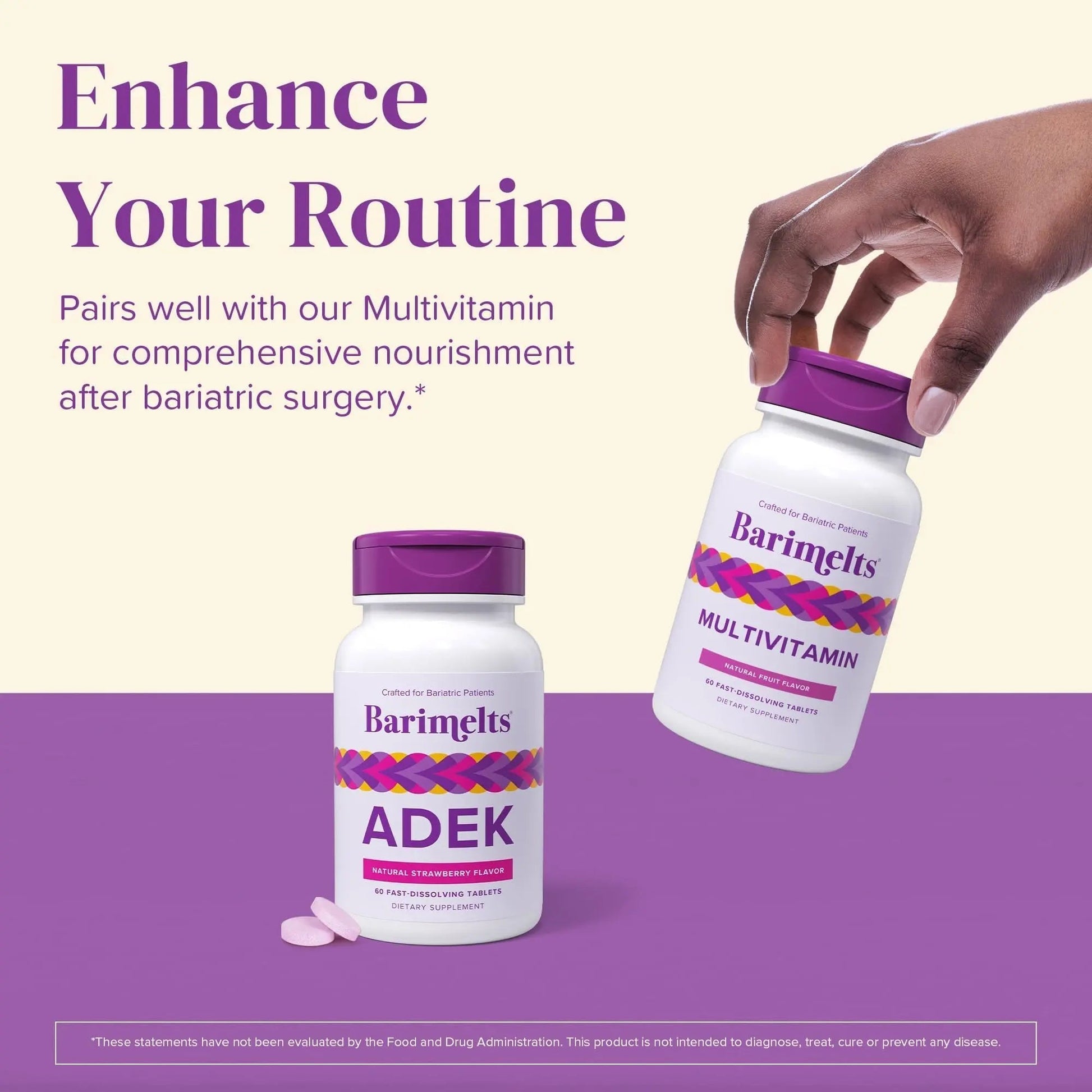 Barimelts ADEK - 60 Fast-Dissolving Tablets (2-Month Supply) - Sugar-Free Bariatric Vitamins for Women Including Vitamin A, Vitamin D, Vitamin E BariMelts uk supplements