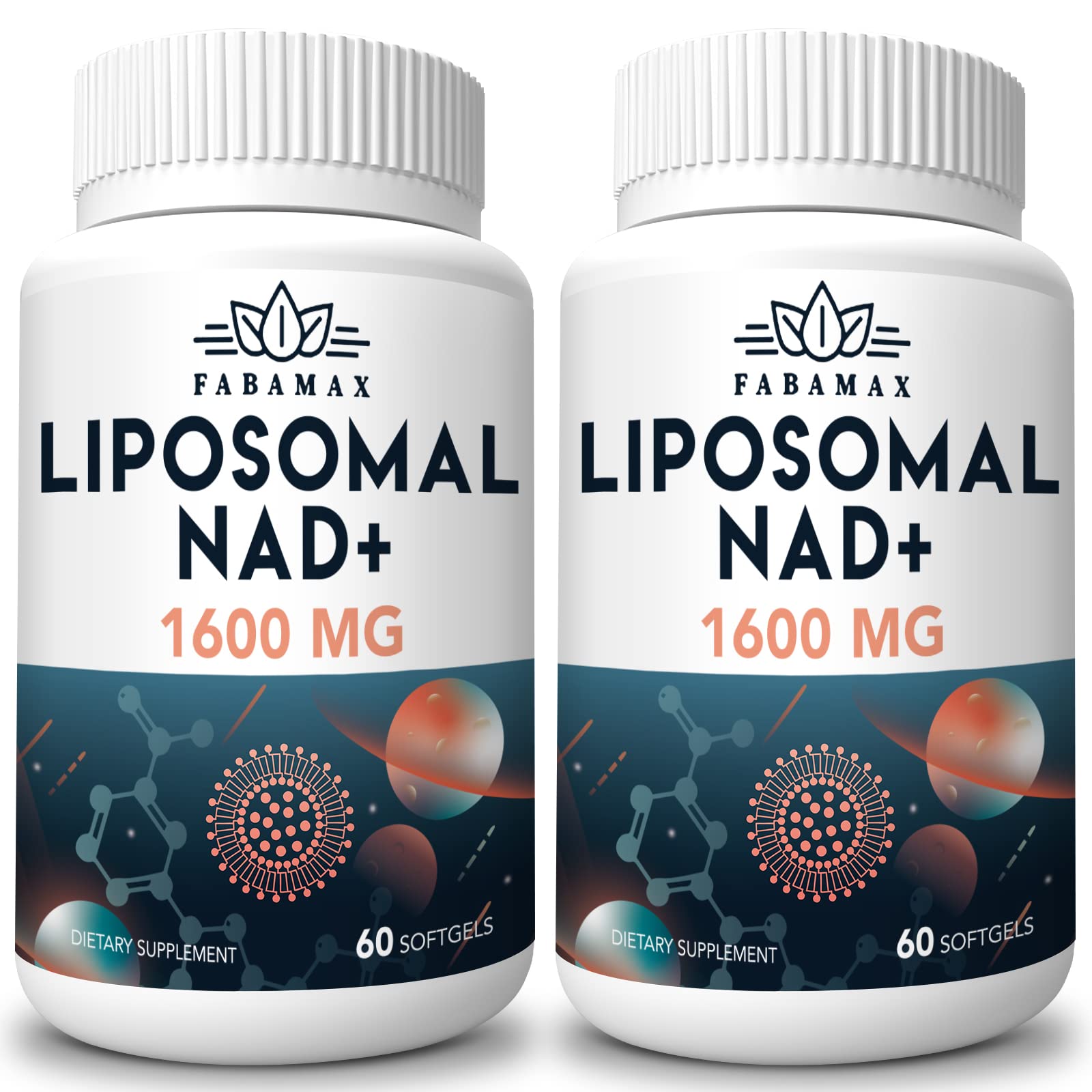 Fabamax 1600 mg Liposomal NAD Supplement, 98% Pure NAD+ Supplement, Superior Absorption, Alternative to Nicotinamide Riboside or NADH to Boost NAD+ for Aging Defense, Energy, Longevity, 120 Softgels Fabamax uk supplements