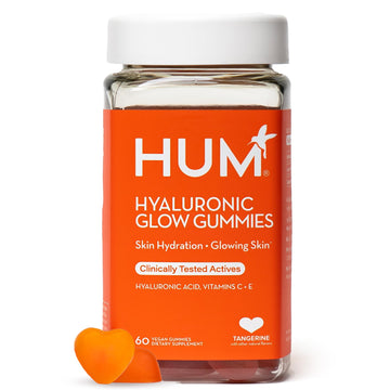 HUM Hyaluronic Glow Hydrating Skin Care Supplement, with Low Molecular Hyaluronic Acid, Vitamin C from Amla Fruit, and Vitamin E, Antioxidant Support for Skin Hydration, Tangerine, 60 Vegan Gummies HUM uk supplements