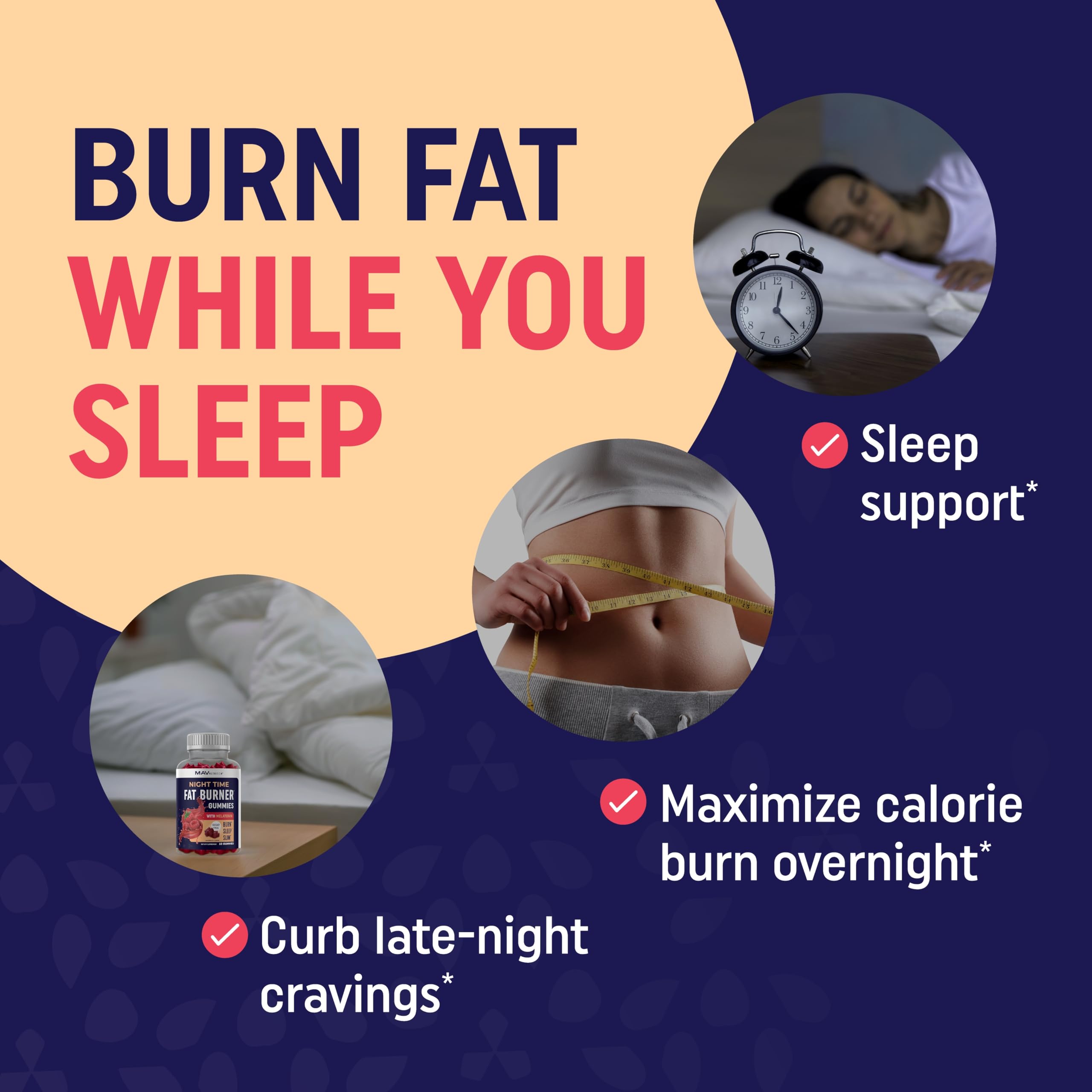 Sugar-Free Night Time Fat Burner Gummies for Sleep & Weight Loss Support | Hunger MAV NUTRITION uk supplements