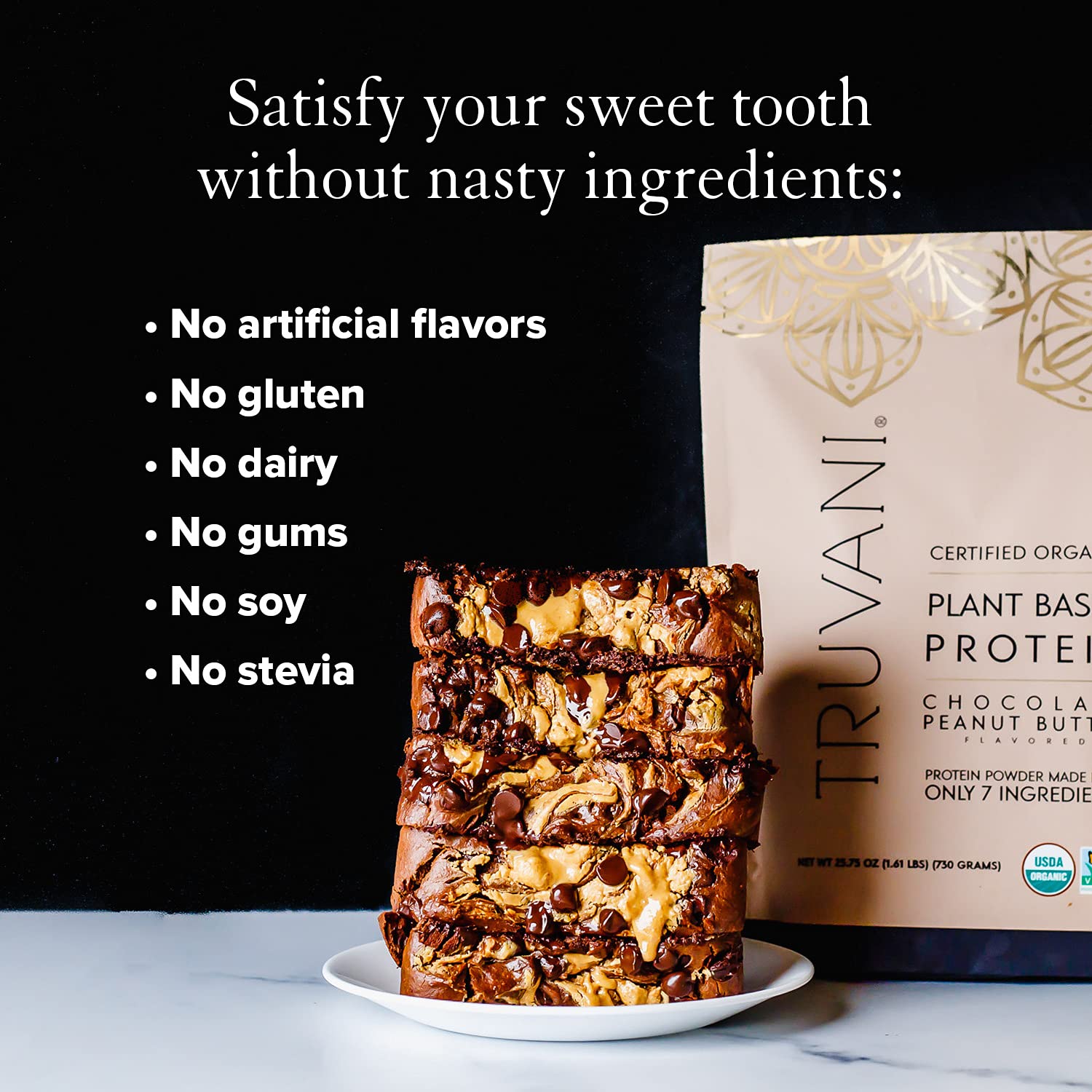 Truvani Vegan Chocolate Peanut Butter Protein Powder - 20g Plant-Based Protein, Gluten Truvani uk supplements