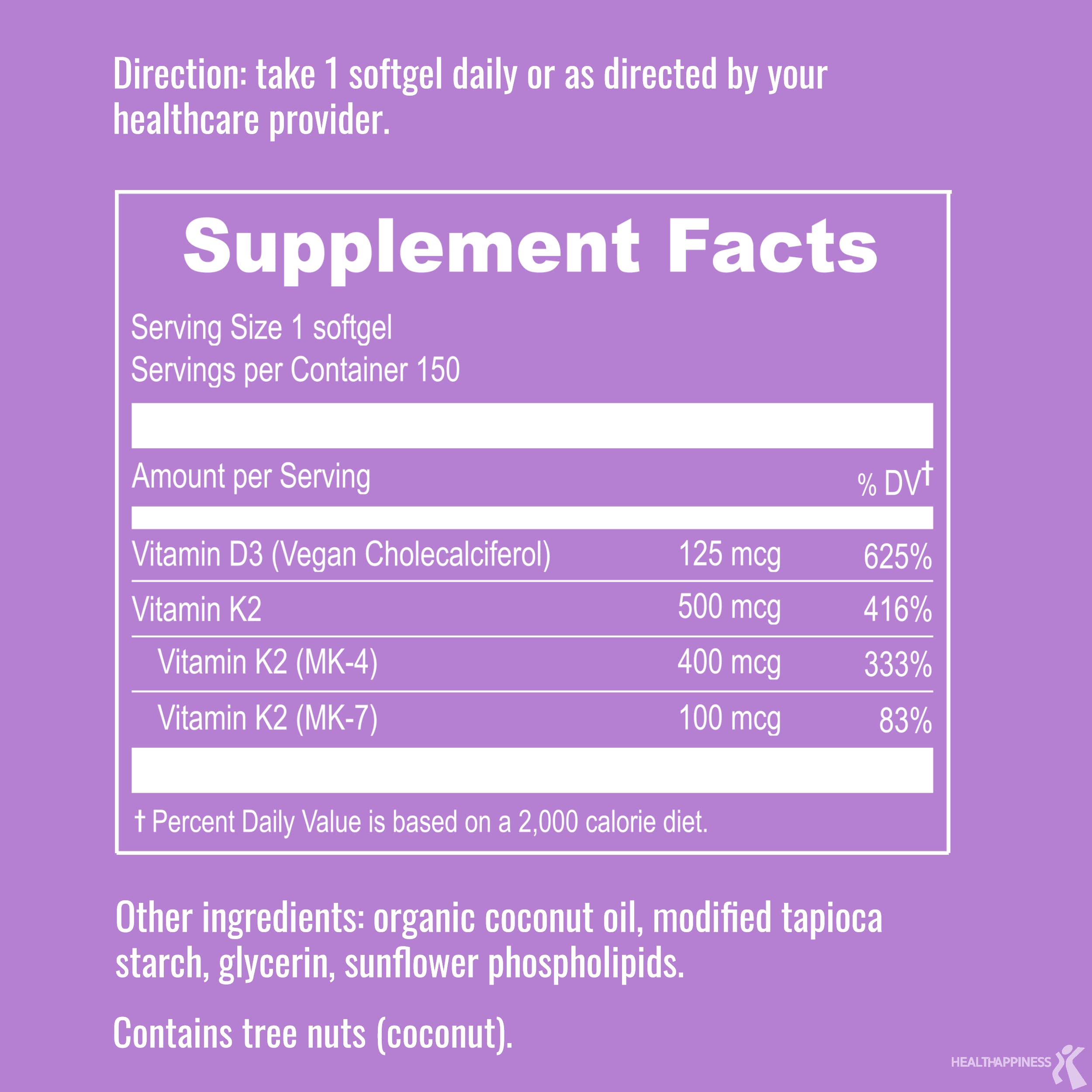 UpNourish Certified Vegan Vitamin D3 5000 IU K2 MK4 MK7 500 mcg Supplement, 150 Softgels, Plant Based Liposomal Vitamin D K with Organic Coconut Oil, Non GMO, Gluten and Gelatin Free UpNourish uk supplements