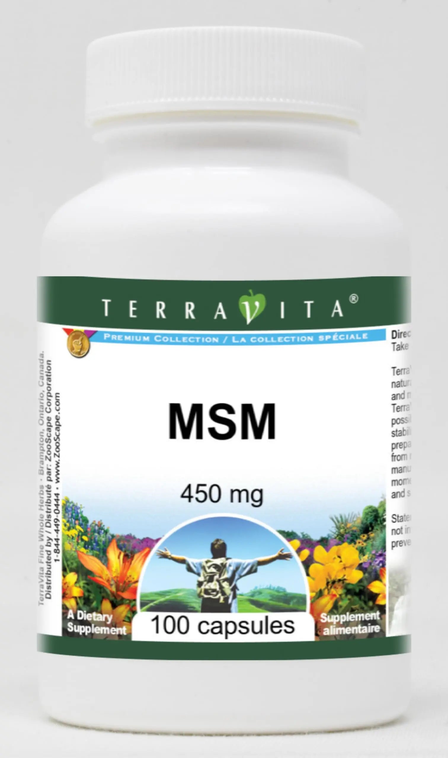 MSM - 450 mg (100 Capsules, ZIN: 510649) - 3 Pack Terravita uk supplements