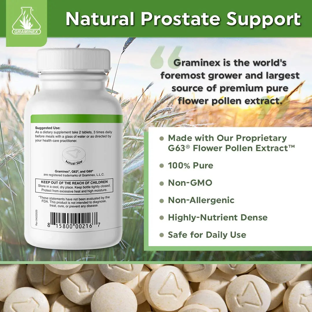Graminex PollenAid Prostate Supplement: All Natural Prostate Support for Bladder Control & Urinary Tract Health, Rye Pollen Extract Made in USA, 90 Tablets (Pack of 2) Graminex uk supplements