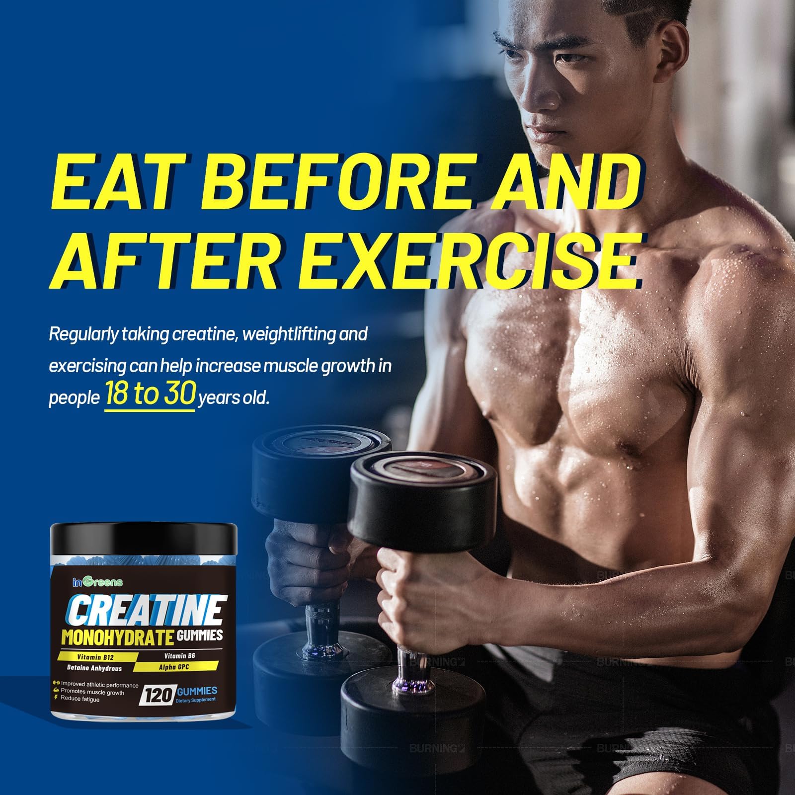 inGreens Creatine Monohydrate Gummies 6g for Men & Women 120 Count inGreens uk supplements