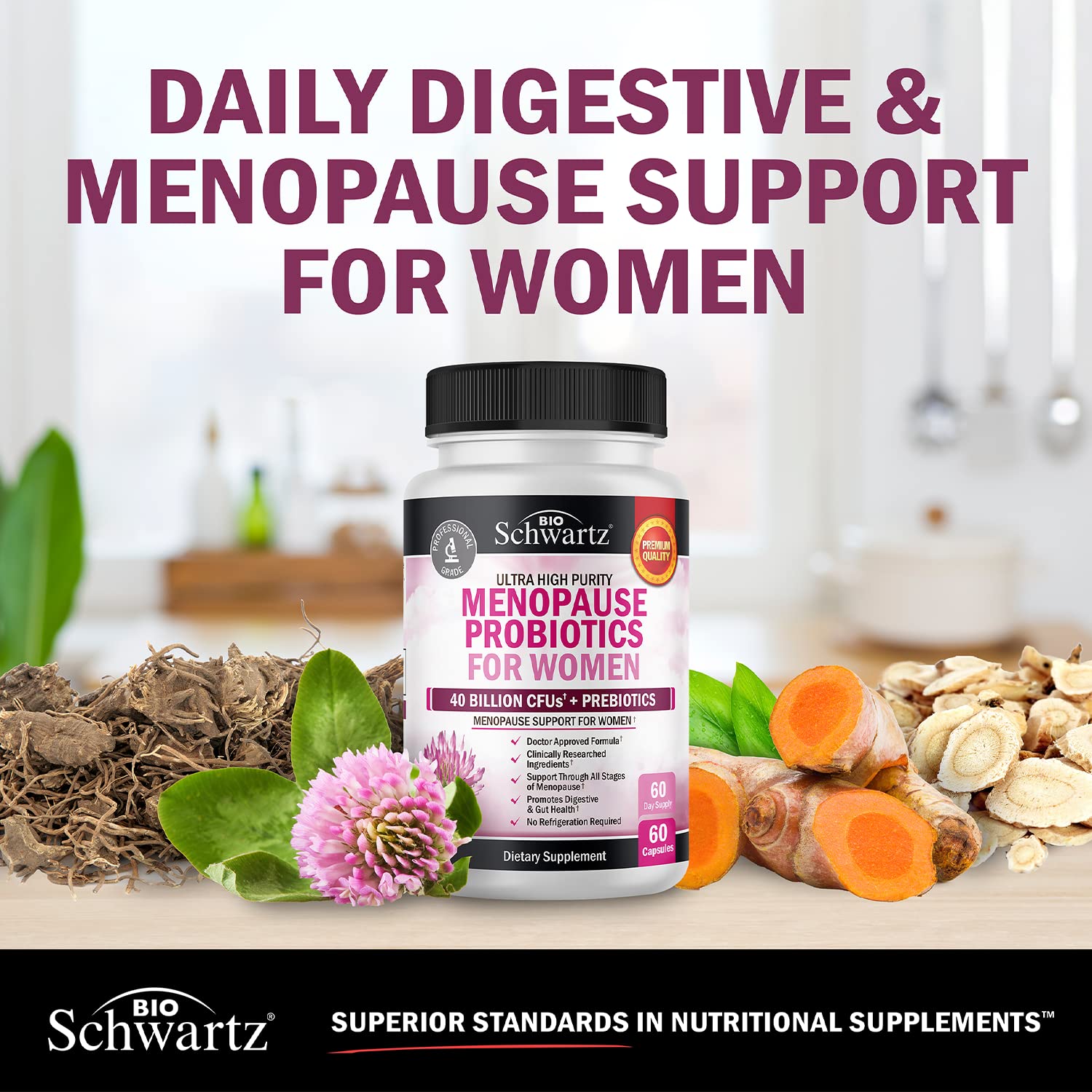 Menopause Support Probiotics for Women - Unique Menopause Relief for Hot Flashes BioSchwartz uk supplements