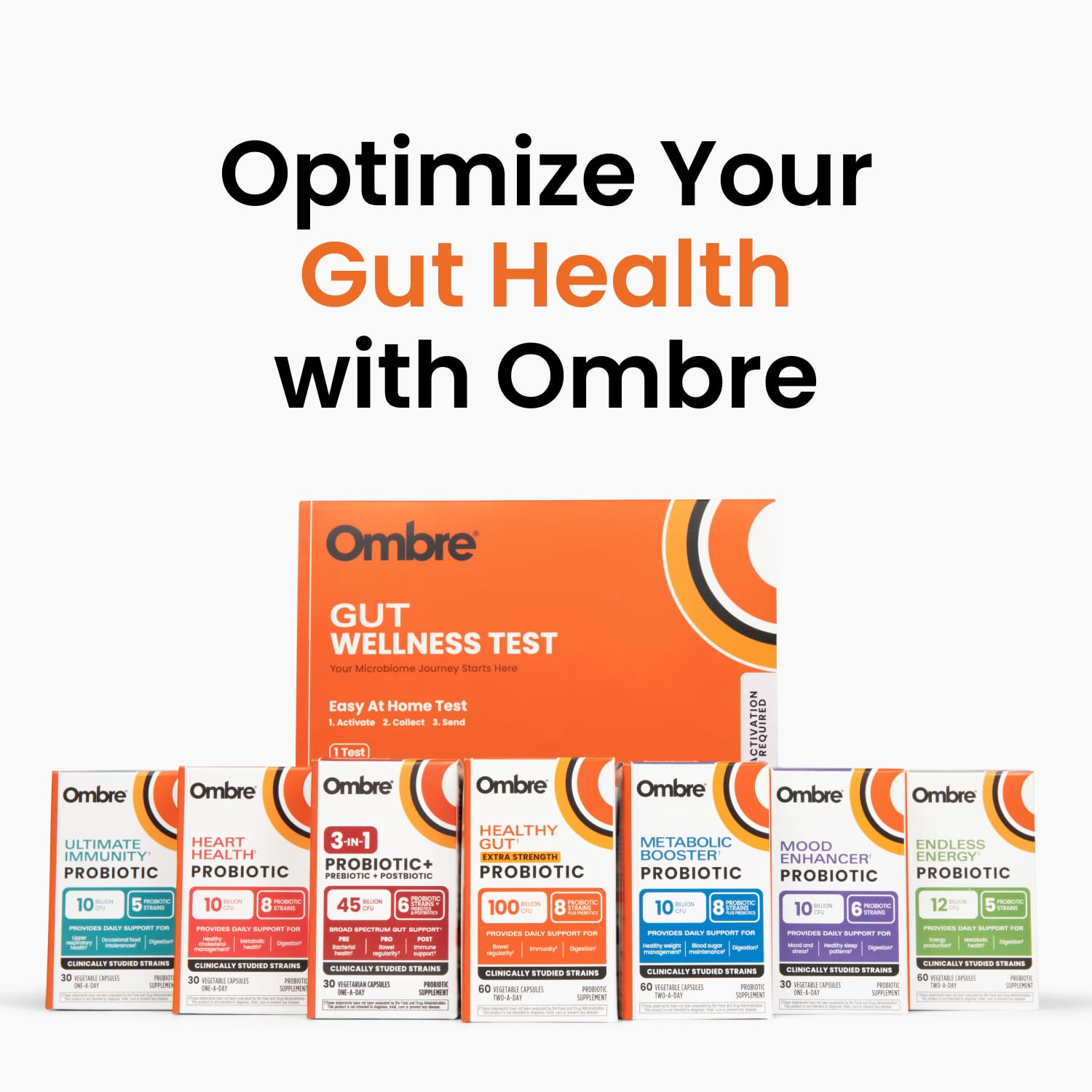 Ombre Gut Health Test Kit - Probiotic Recommender at Home Test for Women & Men - Detailed Custom Gut Microbiome Analysis for Digestive, Immune and Mental Health with Food Suggestions Ombre uk supplements
