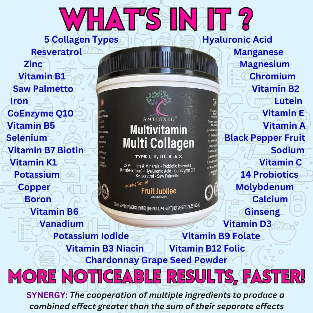 Antioxed Multi Collagen Multivitamin for Women+Men, Keto, Skin, Joint, Cognitive, Heart, Sensual, & Immune Health, Hydrolyzed Peptides, Antioxidants, Probiotics Antioxed uk supplements