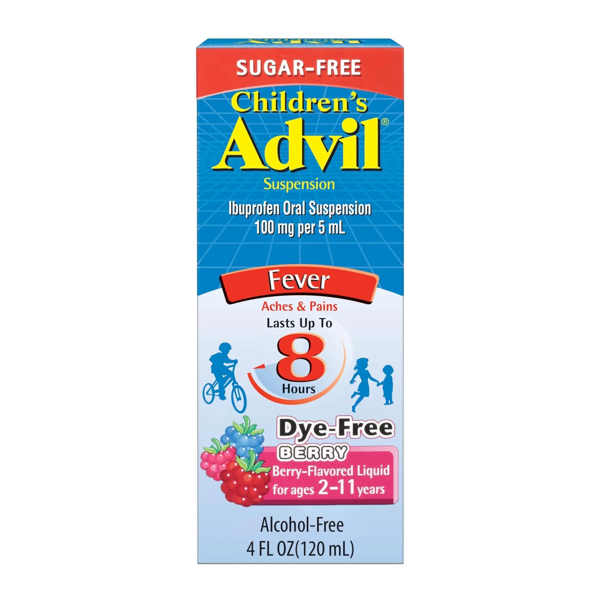 Children's Advil Pain Reliever and Fever Reducer, Dye Free and Sugar Free Ibuprofen Oral Suspension, Berry Flavored - 4 Fl Oz Children's Advil uk supplements