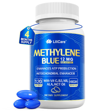 LILICARE Advanced 12mg Methylene Blue Softgels for Humans | Upgraded Brain & Cellular Energy Supplement with CoQ10, NR & ALA | High Absorption Formula, Non-GMO, Mitochondrial & ATP Support, 120 Cts LILICARE uk supplements