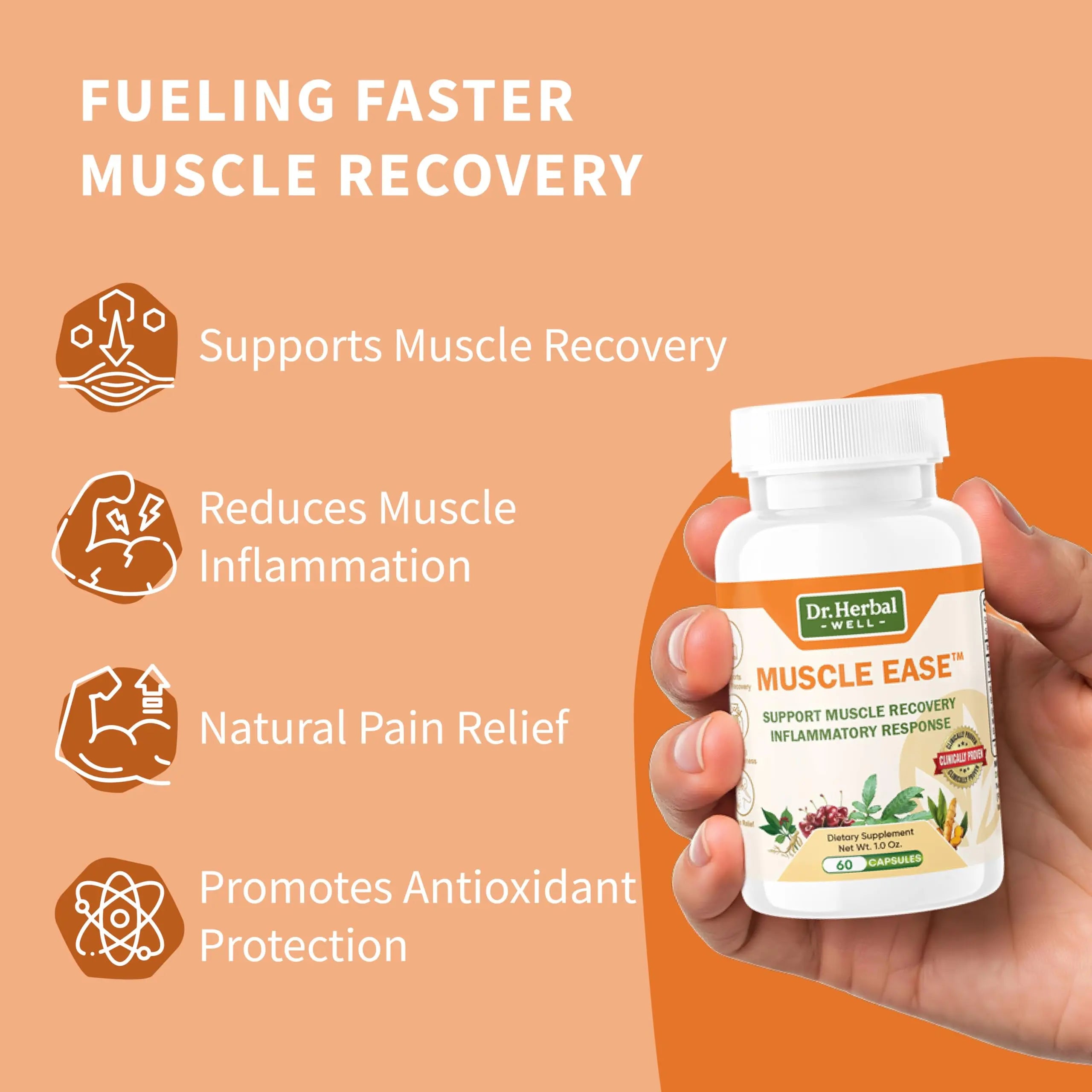 DR.HERBAL WELL Muscle Ease - Joint, Muscle & Nerve Support Fast Acting Relax Comfort Recovery Natural Herbal Supplement - (60 Capsules) MAX-Strength DR. HERBAL WELL uk supplements