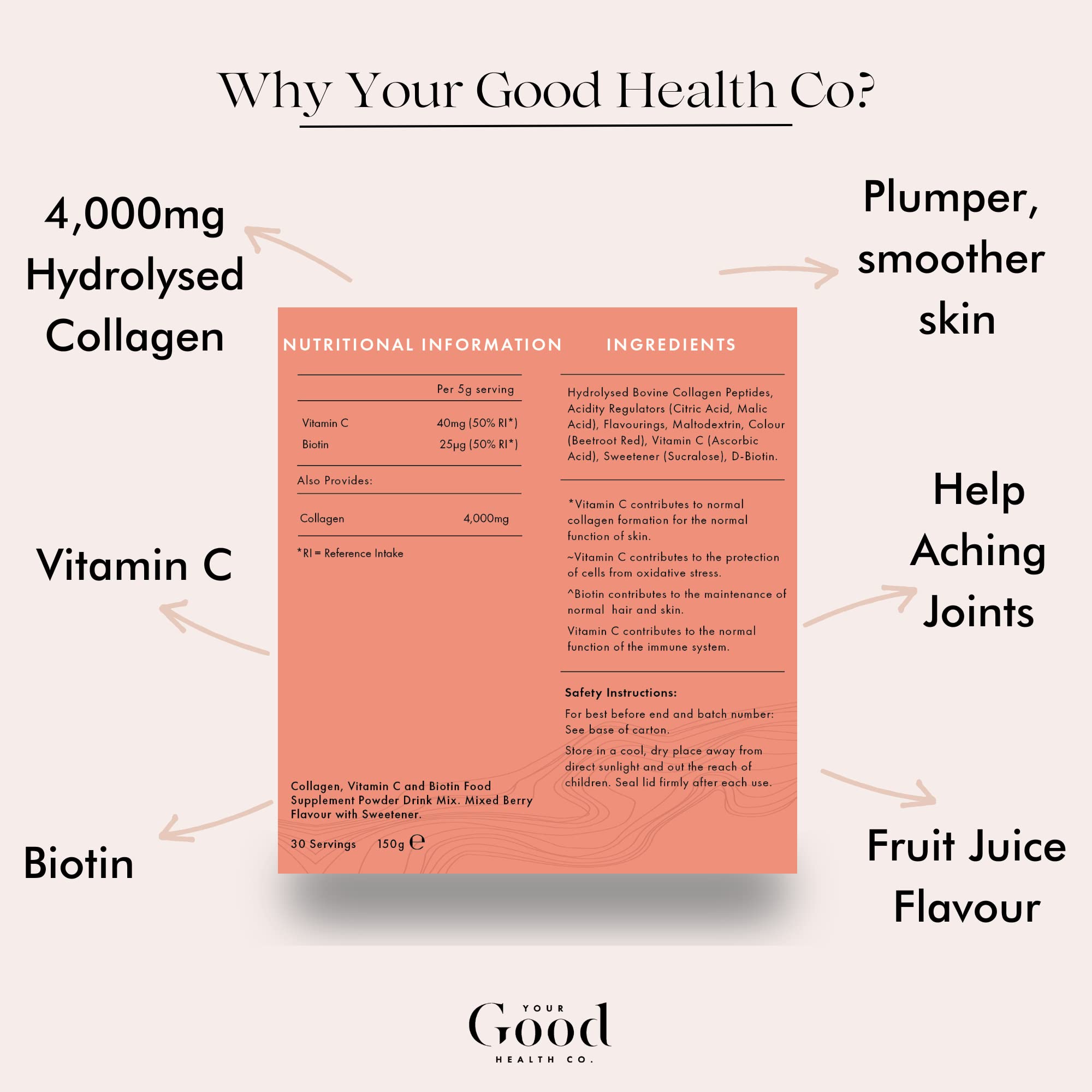Your Good Health Co. – Your Beauty Premium Collagen Powder, Tropical | 150g Your Good Health Co. uk supplements