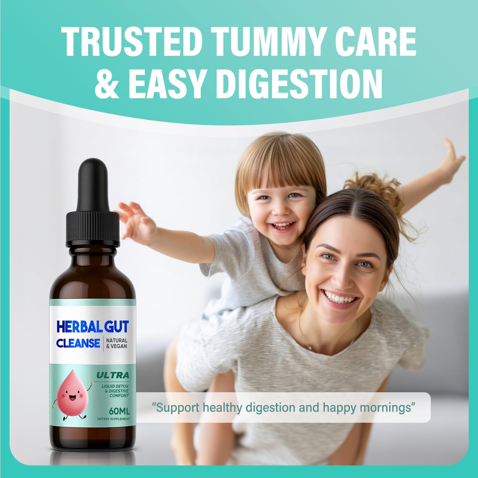 Kids Herbal Gut Cleanse Drops, Parasite Cleanse for Humans Liquid with Wormwood, Black Walnut & Probiotics, Supports Digestive & Overall Gut Health for Children (2 oz) HerbX uk supplements
