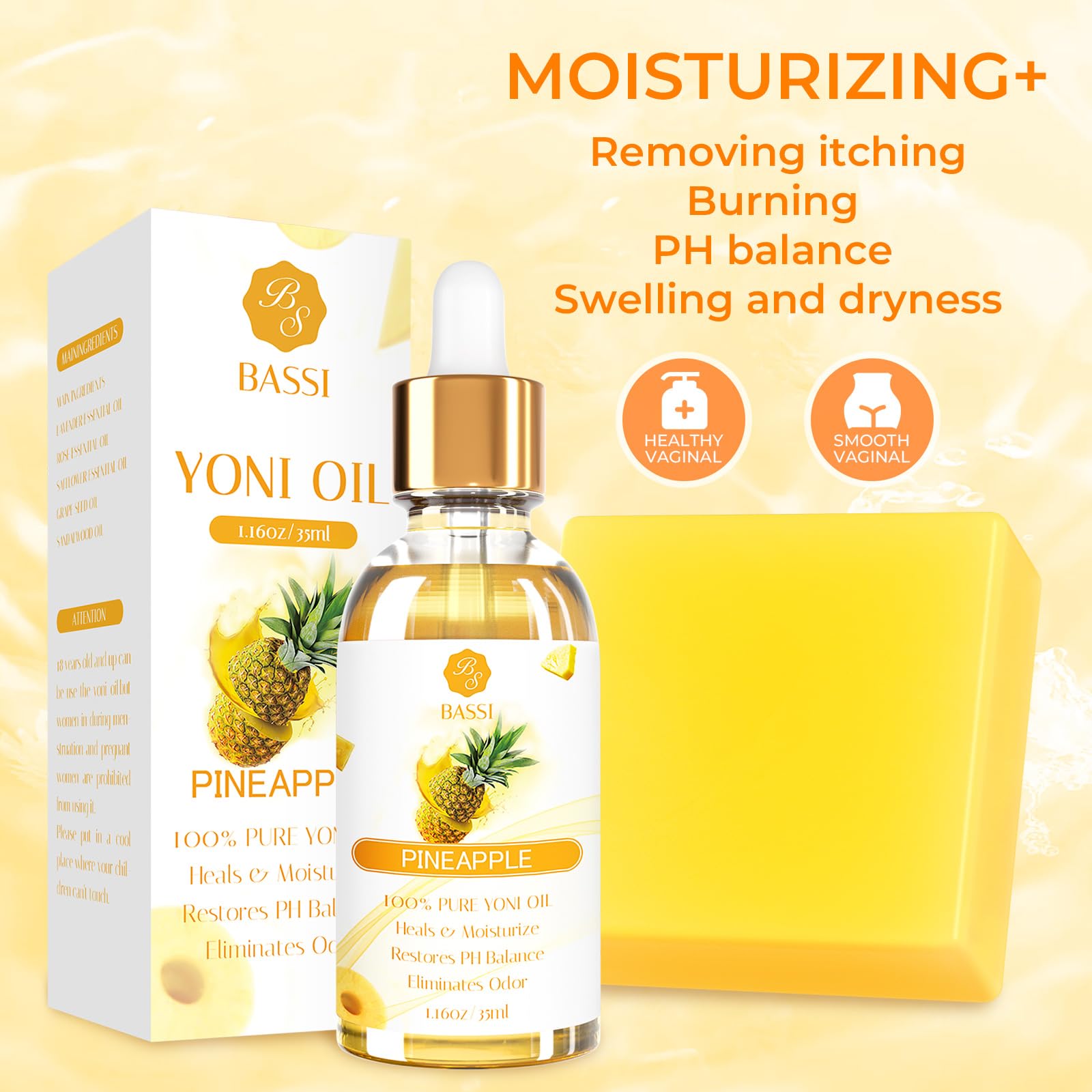 Feminine Wash & Yoni Oil & Yoni Soap Set for Women, Yoni Wash for Vaginal Ph Balance Remove Odor BASSI uk supplements