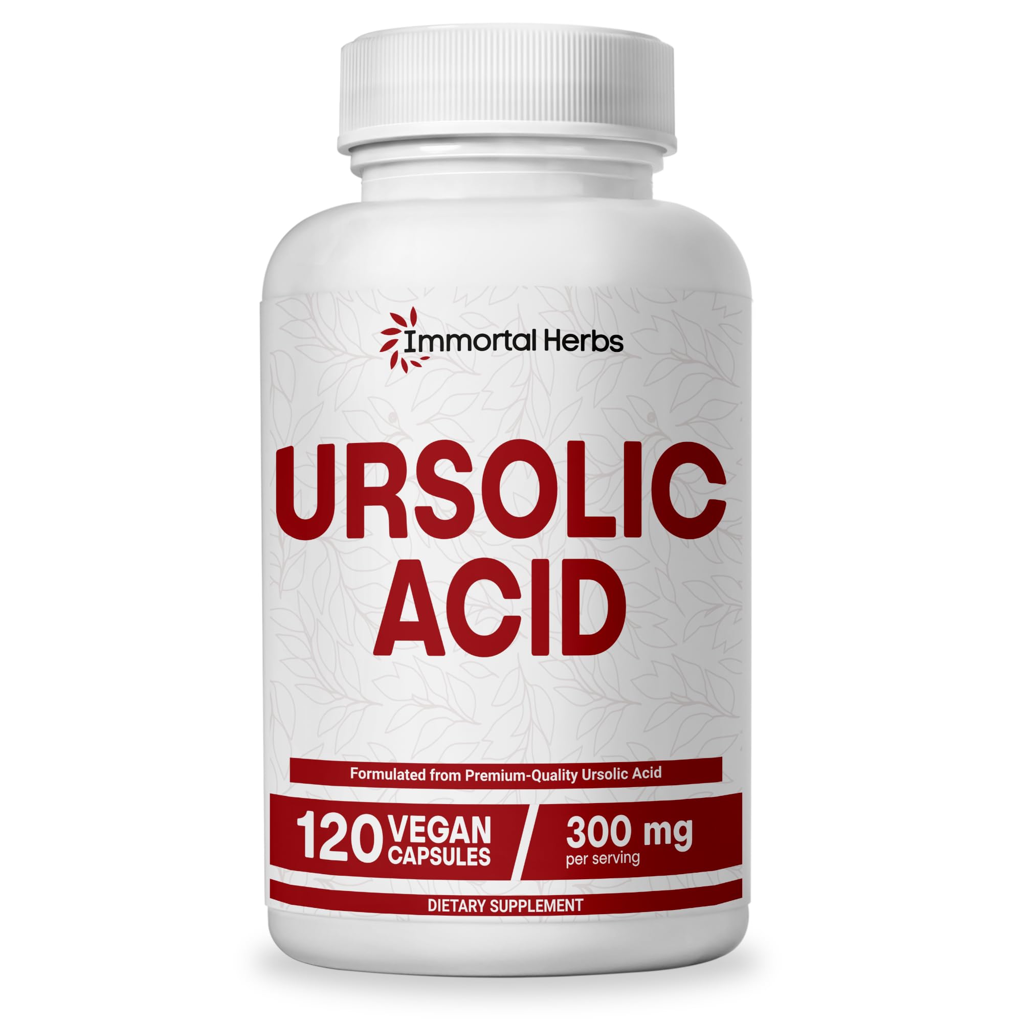 Immortal Herbs Pure Ursolic Acid Supplement 300mg, 120 Pills, Rosemary Leaf Extract Powder, Non-GMO and Gluten-Free Ursolic Acid Capsules for Women and Men Immortal Herbs uk supplements