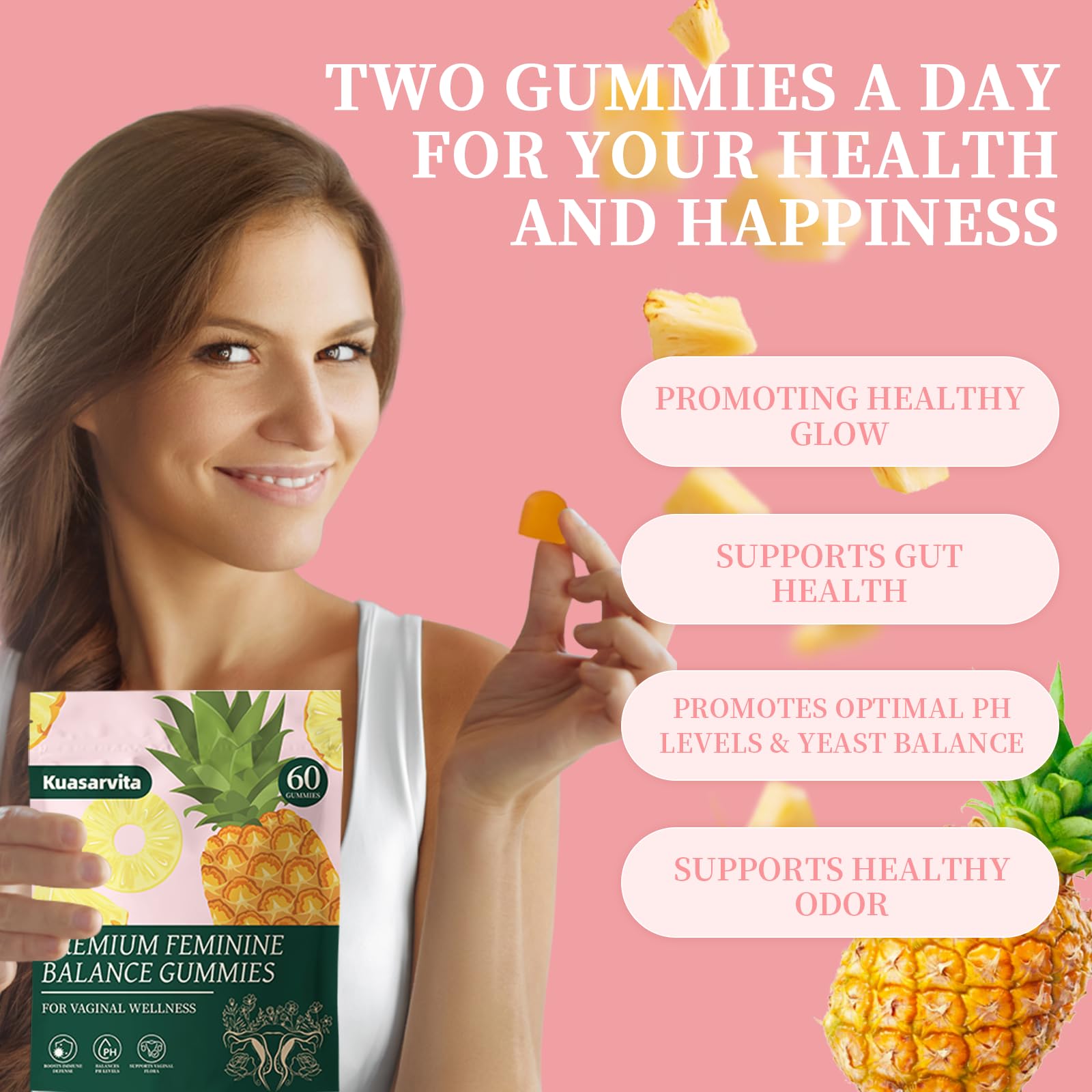 Premium Feminine Balance Gummies,Vital Vaginal Probiotics Source Feminine Gummies,Probiotic Gummies for Prenatal & Postnatal Women - Probiotics for Digestion, pH Balance, Gut Health, Immune Support Kuasarvita uk supplements