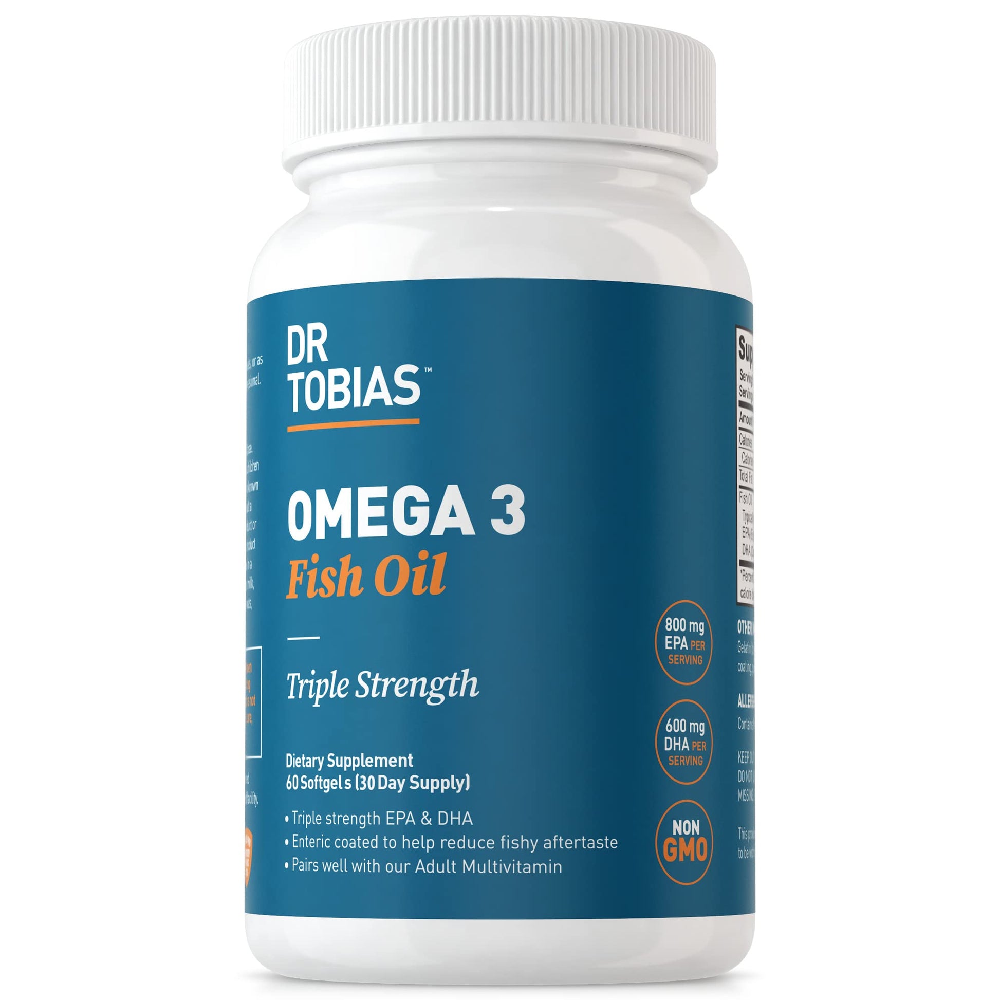 Dr. Tobias Omega 3 Fish Oil, 800 mg EPA 600 DHA Supplement for Heart, Brain & Immune Dr. Tobias uk supplements