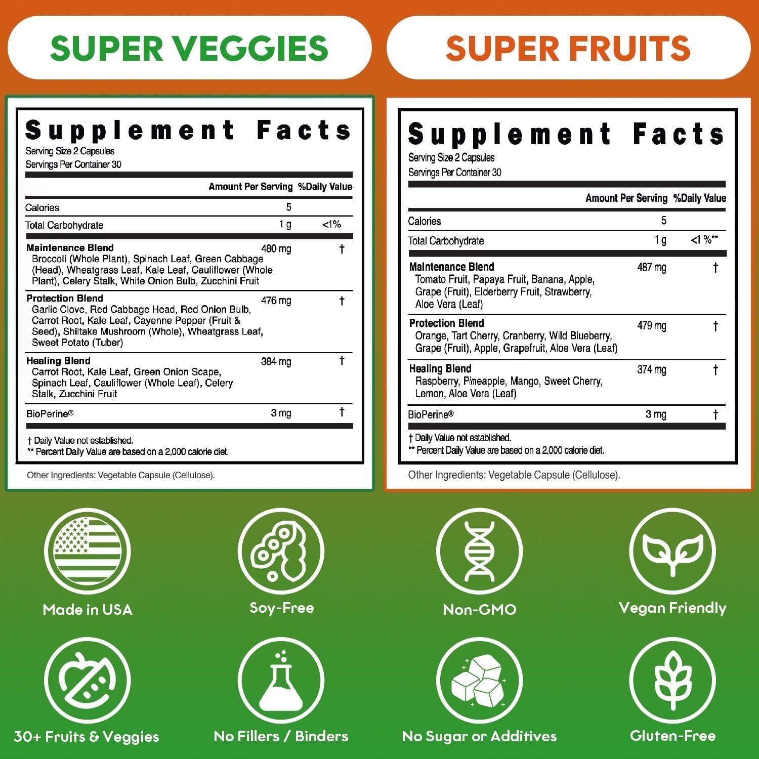 Fruits and Veggies Supplement Powerfull Blend of 39 Whole Fruits and Veggies, Fills Nutritional Gaps, Get Energy, Well-being. USA Made Non-GMO/Vegan/Gluten Free. Packaging May Vary (60 Day Supply) ROOTIE uk supplements