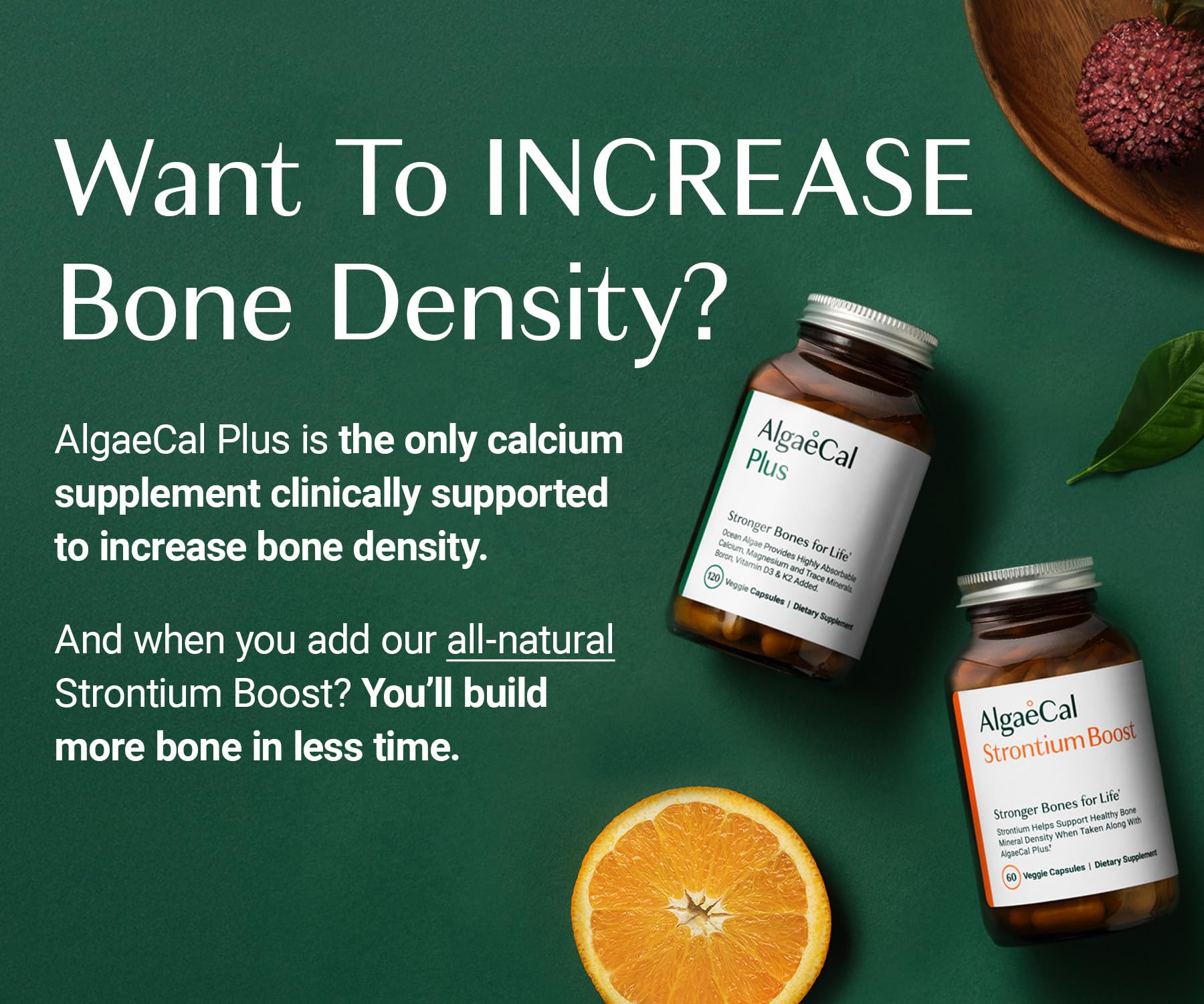 AlgaeCal - Bone Builder Pack for Bone Density Increase, Clinically Supported Plant Based Calcium Supplement & Strontium, Vitamins K2 (100mg), D3 (1600 IU), Magnesium & 16 Essential nutrients ALGAECAL uk supplements