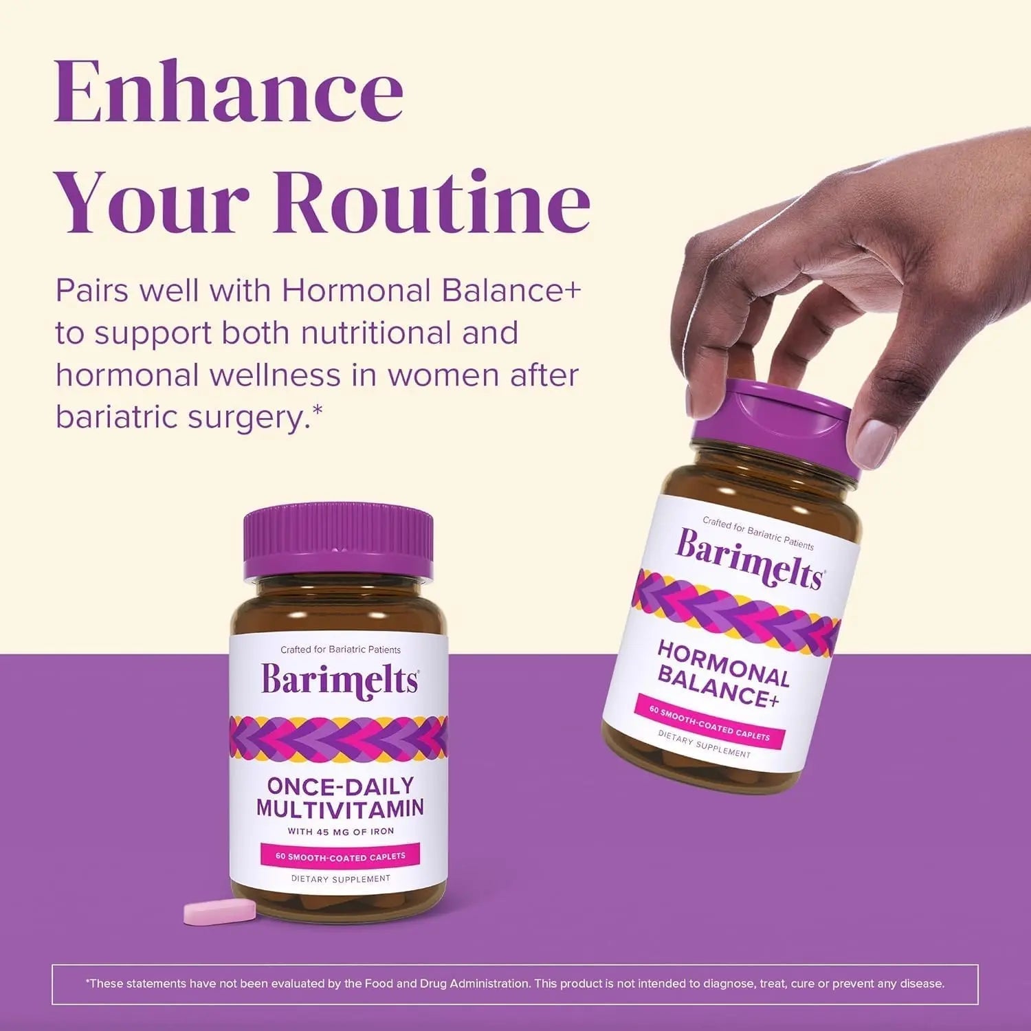 BariMelts Once Daily Bariatric Multivitamin with Iron, 60 Easy-Swallow Caplets (2-Month Supply), Multivitamin for Women, Multimineral Complex BariMelts uk supplements