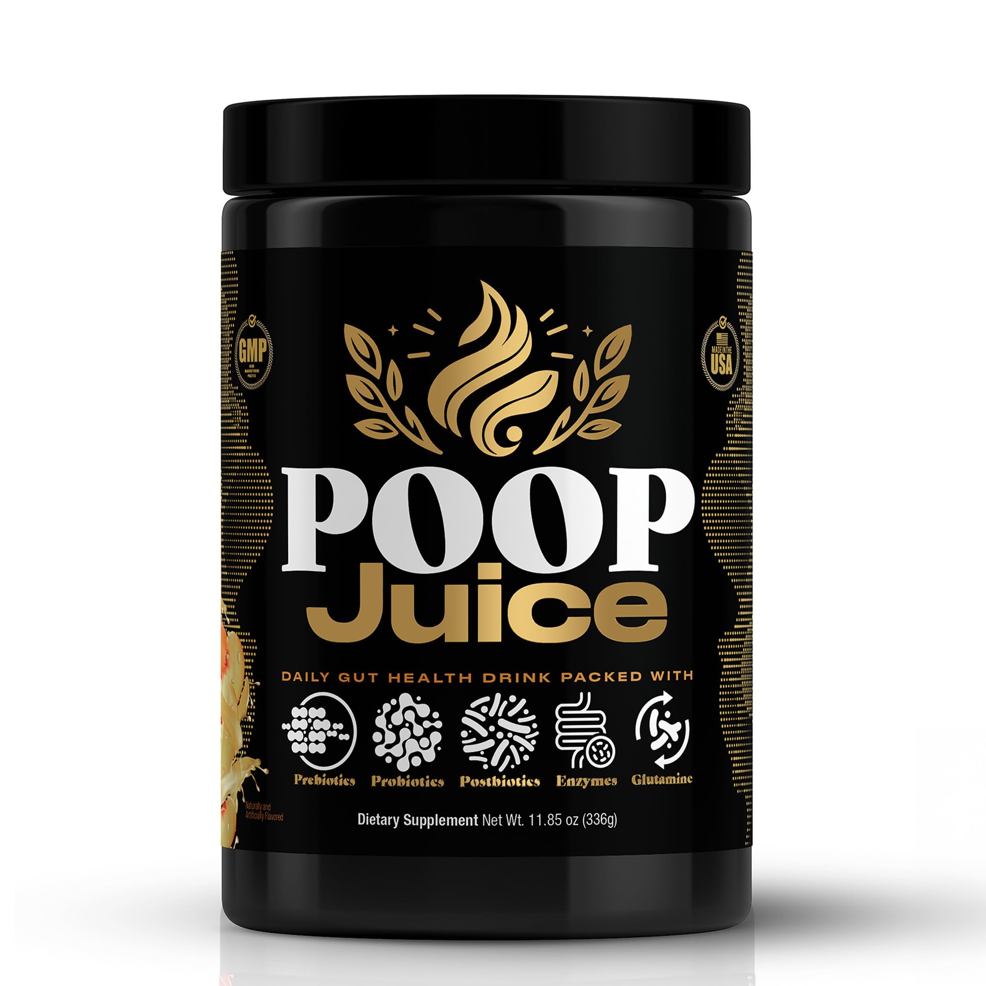 Poop Juice 5-in-1 Daily Fiber Supplement Powder - Bloat & Poop Relief - Prebiotic, Probiotic, Postbiotic, Digestive Enzymes, L-Glutamine - GLP-1 Support - Sugar-Free Georgia Peach Mango (30 Servings) Poop Juice uk supplements