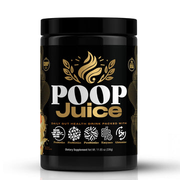 Poop Juice 5-in-1 Daily Fiber Supplement Powder - Bloat & Poop Relief - Prebiotic, Probiotic, Postbiotic, Digestive Enzymes, L-Glutamine - GLP-1 Support - Sugar-Free Georgia Peach Mango (30 Servings) Poop Juice uk supplements
