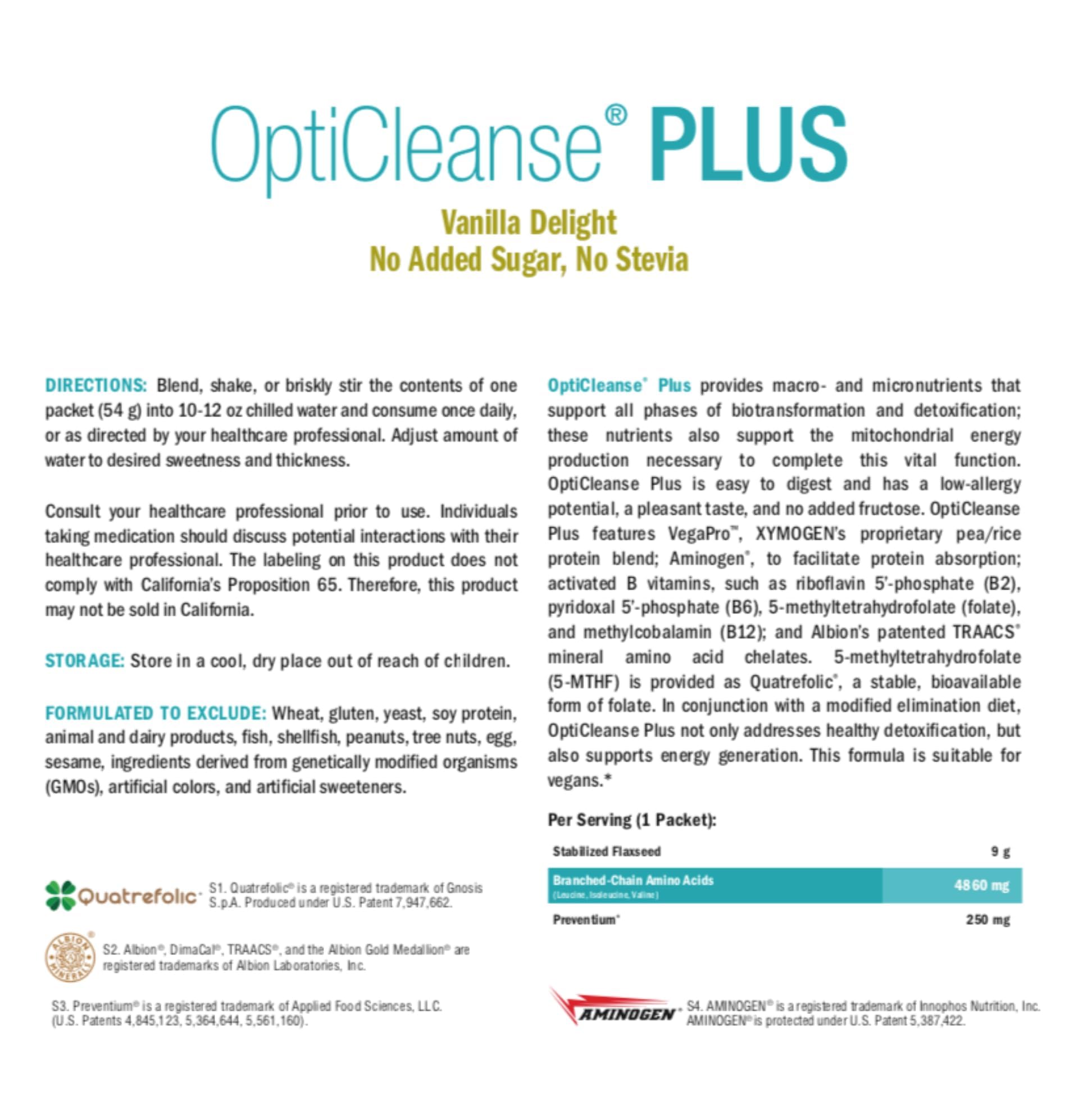 XYMOGEN OptiCleanse Plus - Gut Cleanse Powder - B Vitamins, Plant-Based Protein - Gluten-Free, Sugar-Free & Vegan - Vanilla Delight Flavor - 10 Servings XYMOGEN uk supplements