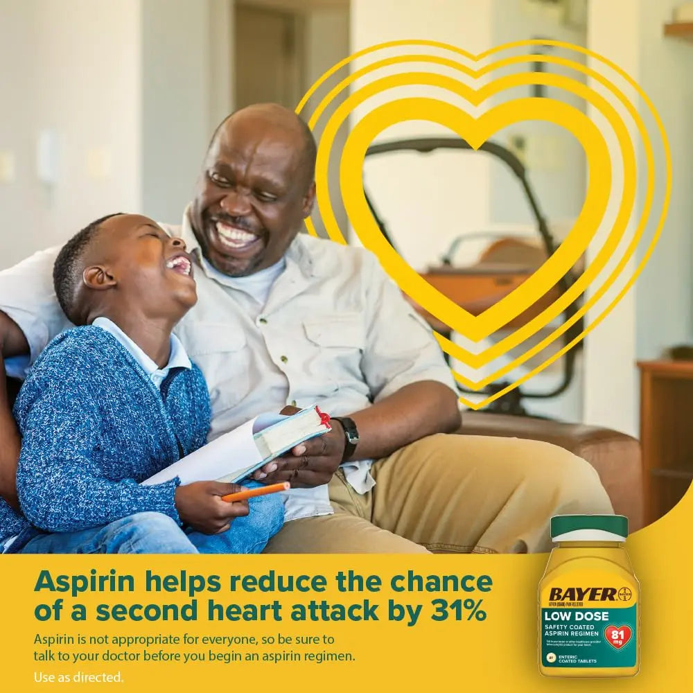 Bayer Aspirin Low Dose 81 mg, Enteric Coated Tablets, Doctor Recommended, Secondary Prevention of Cardiovascular Disease, 300 Safety Coated Tablets (Packaging may vary) Bayer uk supplements