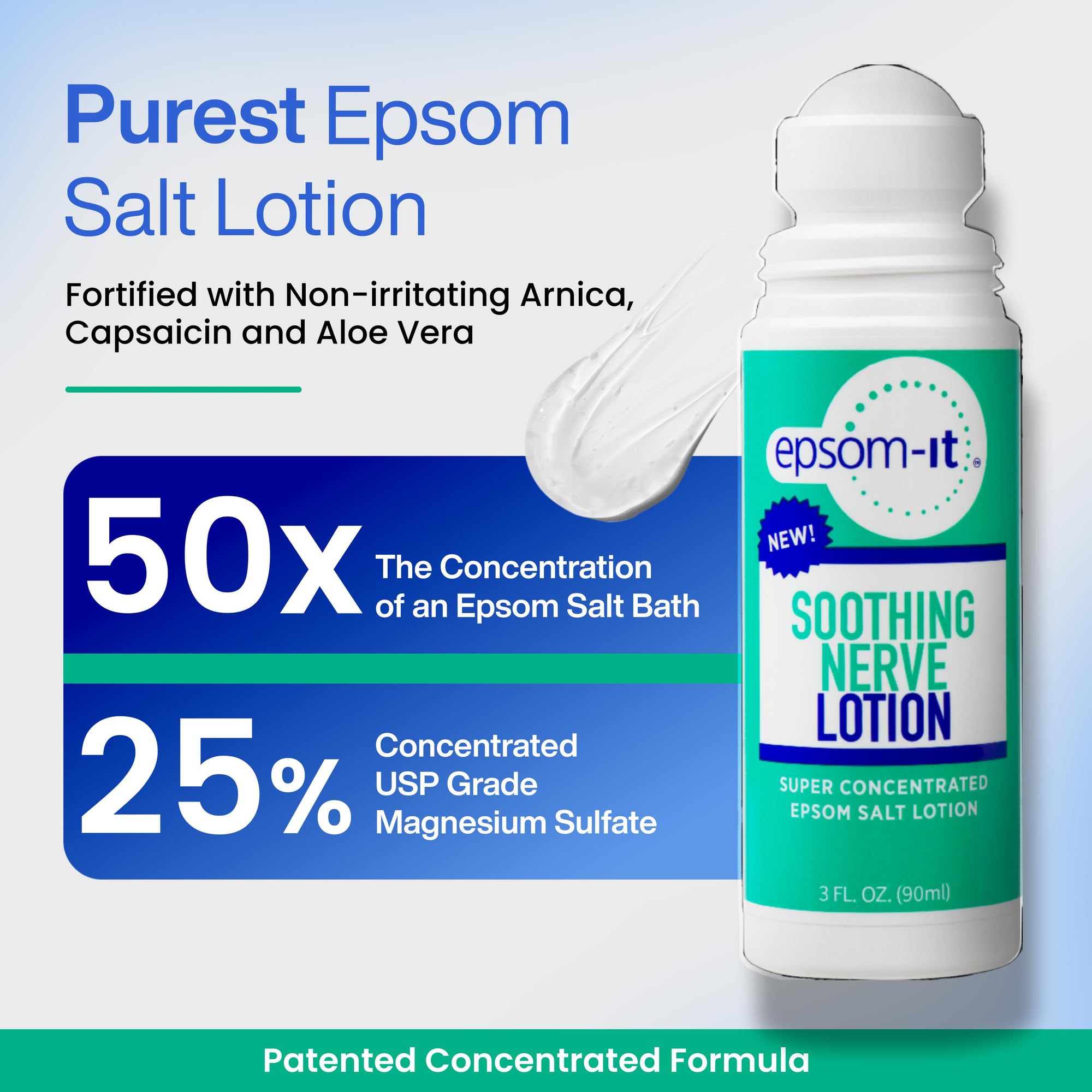 Epsom-It Soothing Nerve Lotion - Roll On Epsom Salt Magnesium Lotion, Topical Magnesium Cream with Capsaicin & Arnica for Tired Muscles and Sleep, 3oz EPSOM-IT uk supplements