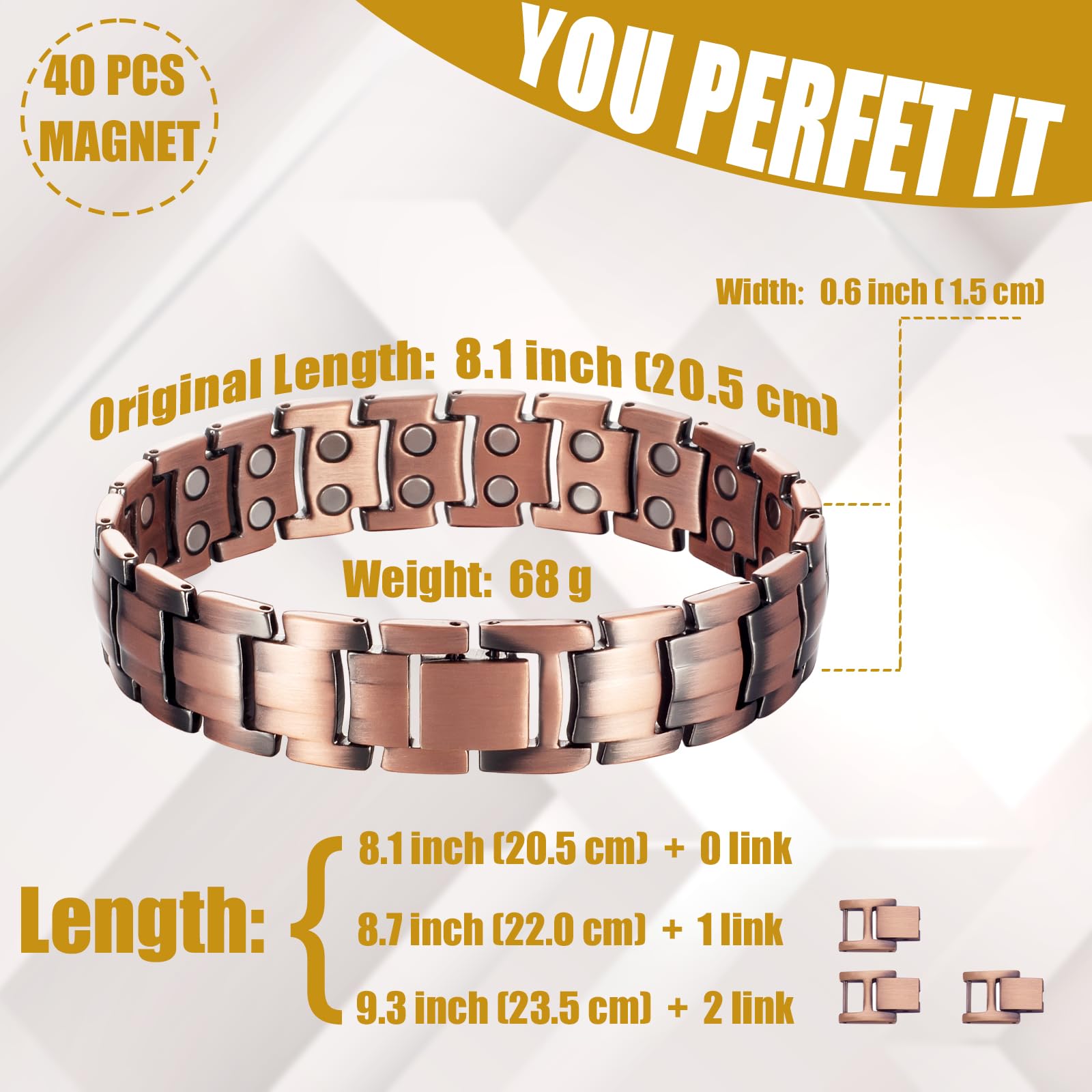 MagVIVACE Copper Bracelet for Men, Magnetic Bracelet with 3500 Gauss Magnets MagVIVACE uk supplements